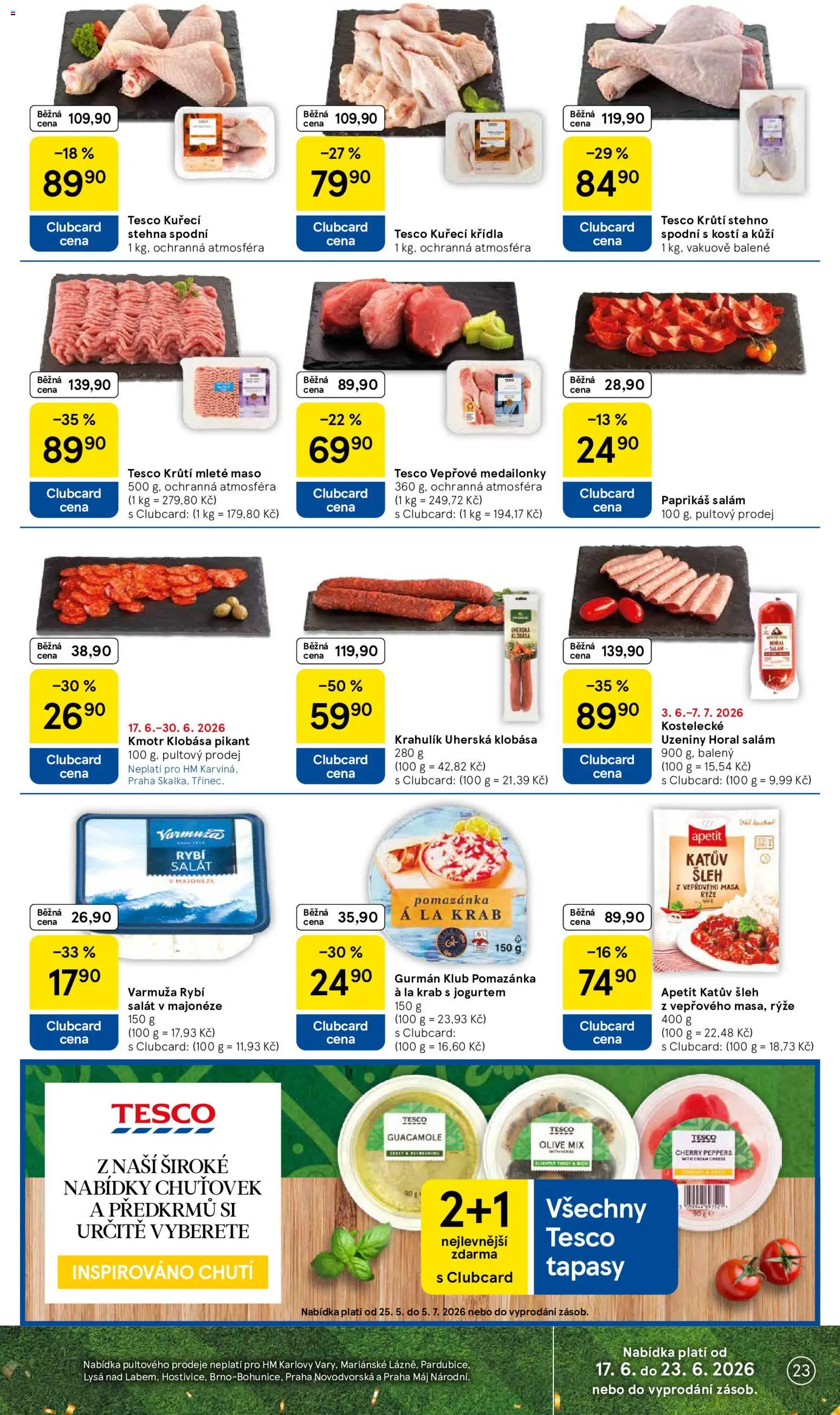 Tesco leták - Hypermarket od 17.06.2026 | Strana: 23 | Produkty: Uzeniny, Paprika, Kuřecí Křídla, Pomazánka