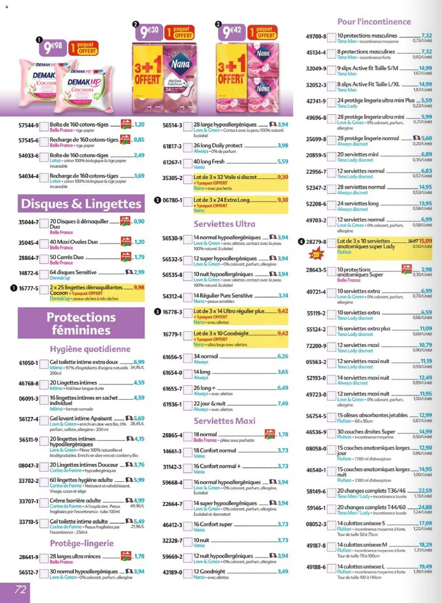 {H1} | Page: 72 | Produits: Couches, Coton, Parfum, Crème