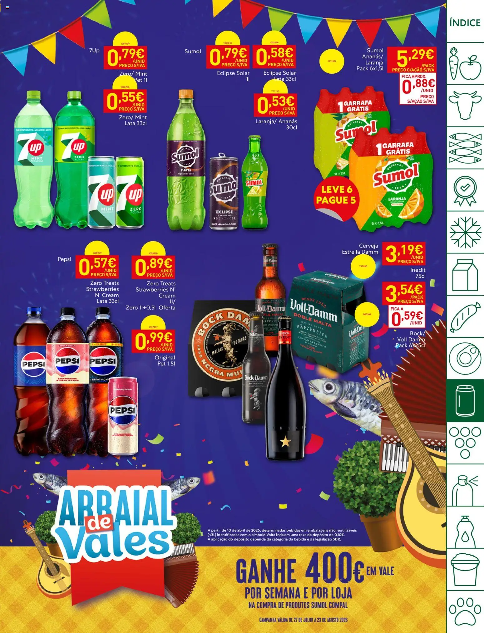 Recheio folheto │ válido de 18/08/2026 | Página: 23 | Produtos: Pepsi, Sumo, Cerveja, Açúcar