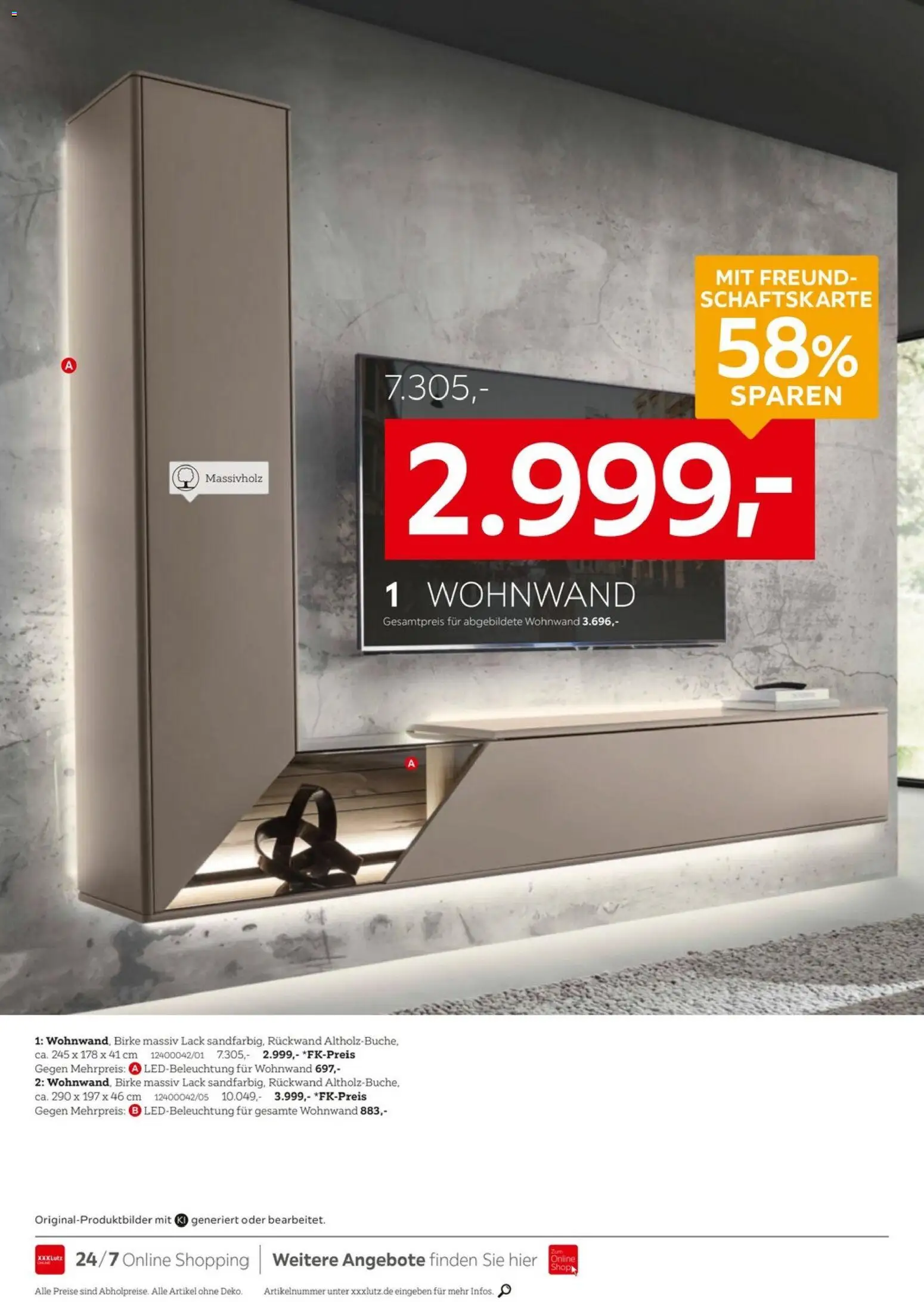 XXXLutz Bis zu 61% auf Massivholzmöbel – gültig ab 03.10.2026 | Seite: 7 | Produkte: Wohnwand