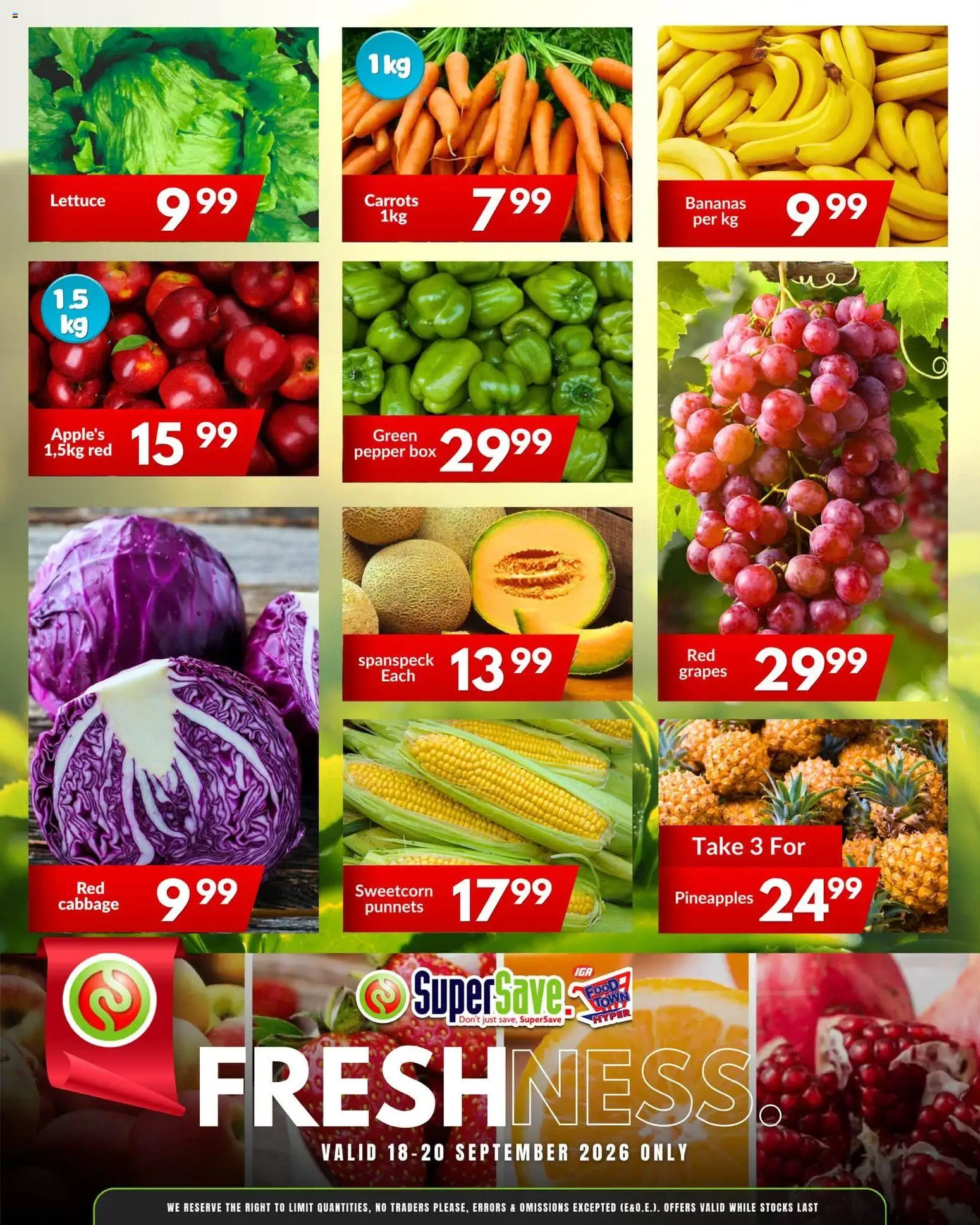 New Super Save catalogue – valid from 18/09/2026 | Page: 3 | Products: Box, Bananas, Carrots, Grapes