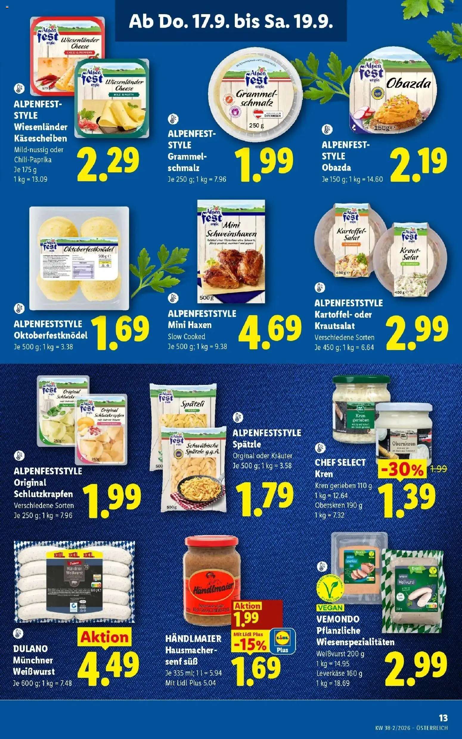 Lidl Flugblatt - Jenbach ab 13.09.2026 - Angebote ab donnerstag | Seite: 15 | Produkte: Salat, Schmalz