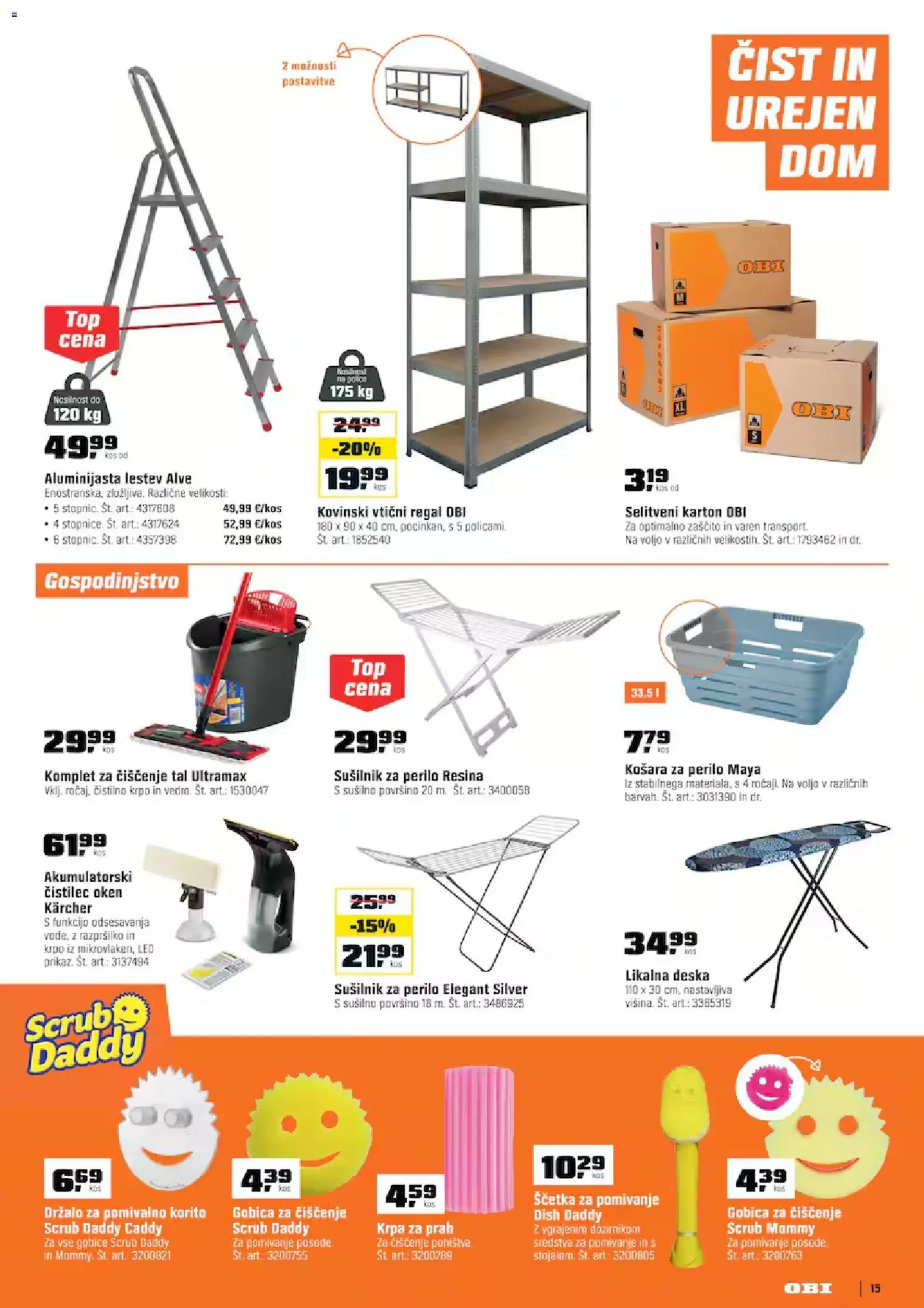 Novi OBI katalog ponudbe – veljaven od 02.09.2026 | Stran: 15 | Izdelki: Košara, Pomivalno korito, Gobica, Sušilnik za perilo