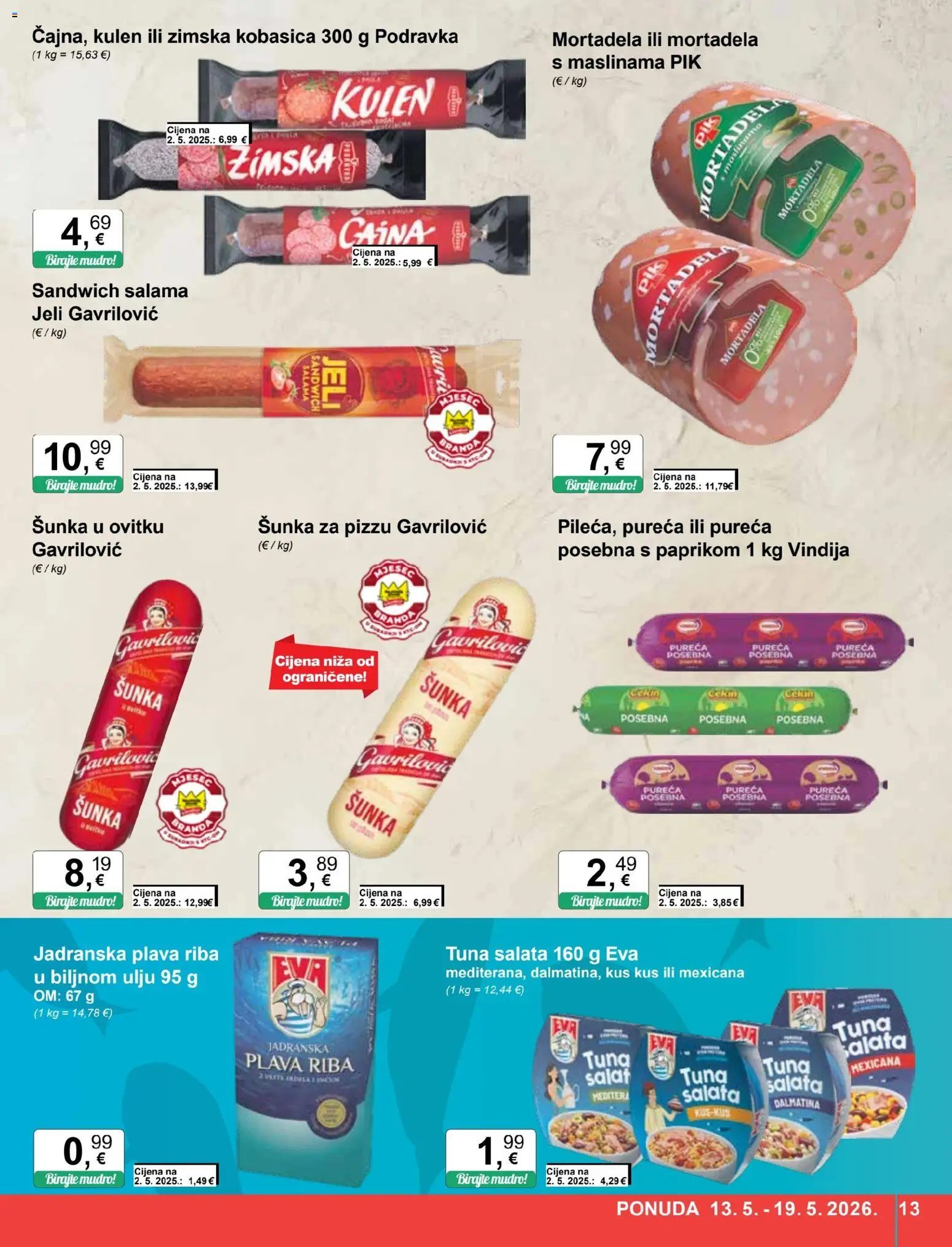 KTC katalog | vrijedi od 13.05.2026 | Stranica: 13 | Proizvodi: Salama, Šunka, Riba, Salata
