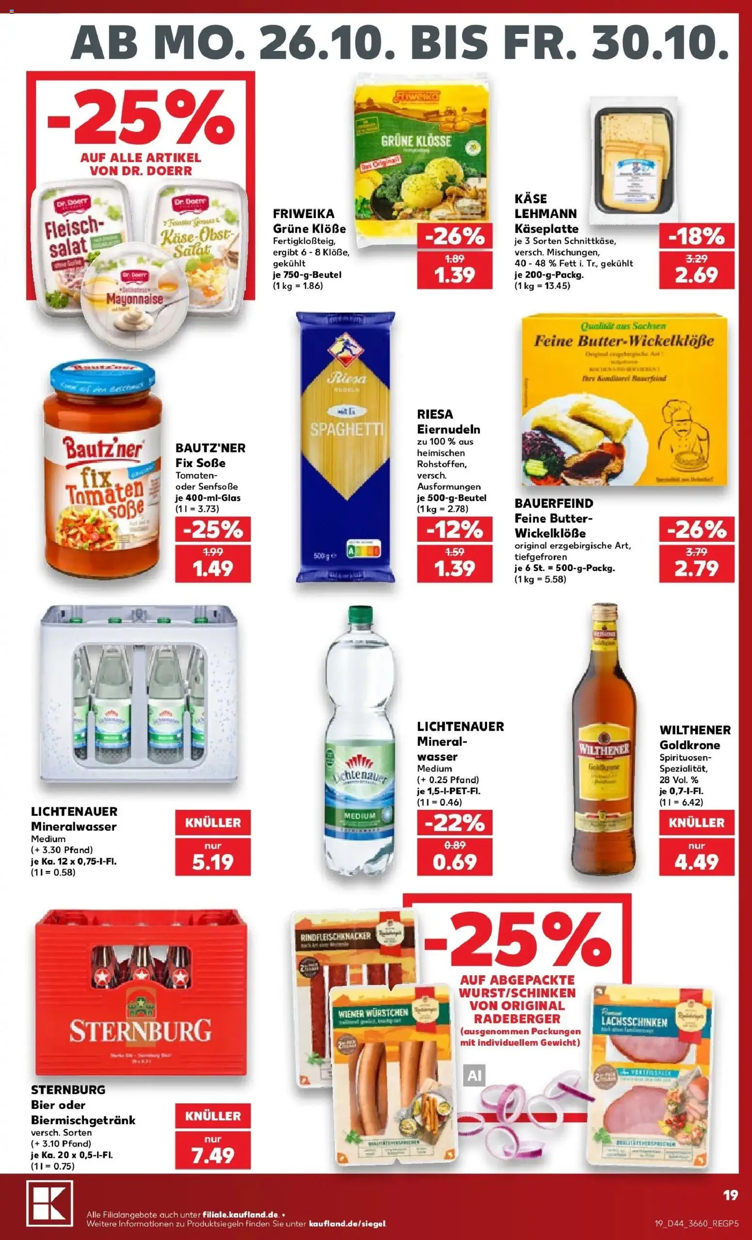 Prospekt Kaufland ab 26.10.2026 » Angebote Online zum Blättern | Seite: 19 | Produkte: Wilthener, Butter, Bier, Salat