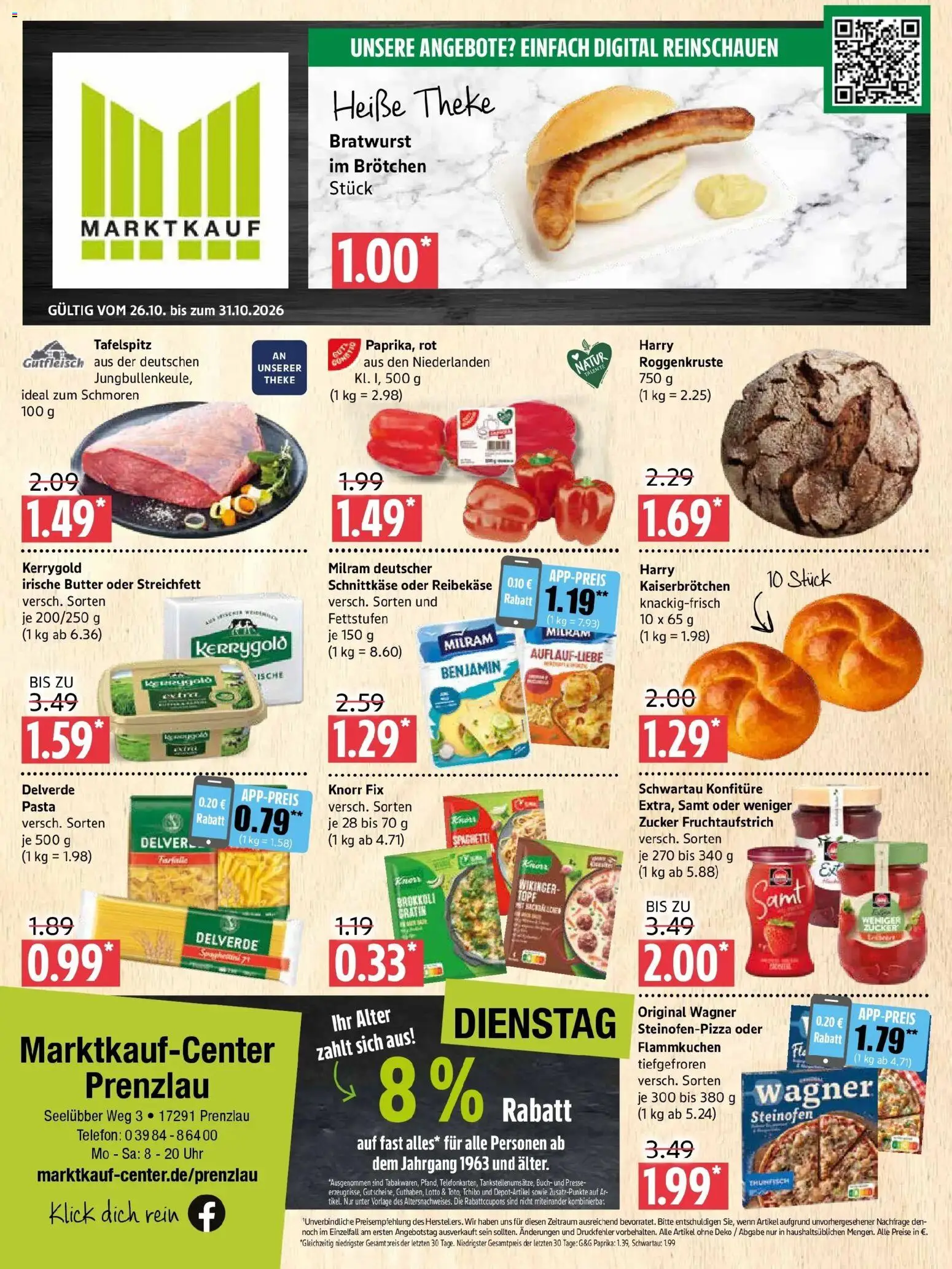 Marktkauf Prospekt Prenzlau – gültig ab 26.10.2026 | Seite: 1 | Produkte: Knorr fix, Butter, Spaghetti, Paprika