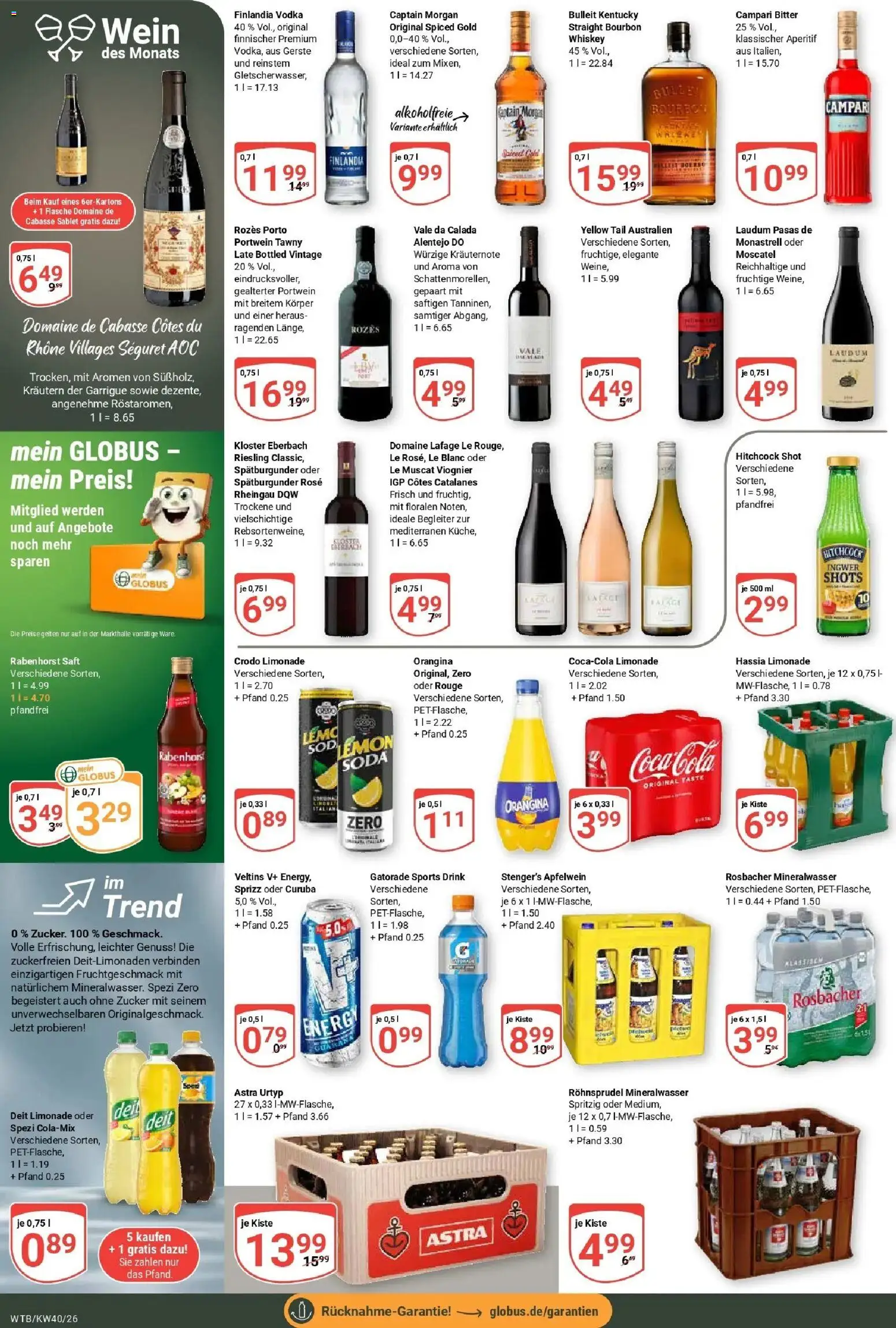 Globus Prospekt Wächtersbach (ab 28.09.2026) » Angebote online | Seite: 19 | Produkte: Campari, Limonade, Saft, Veltins