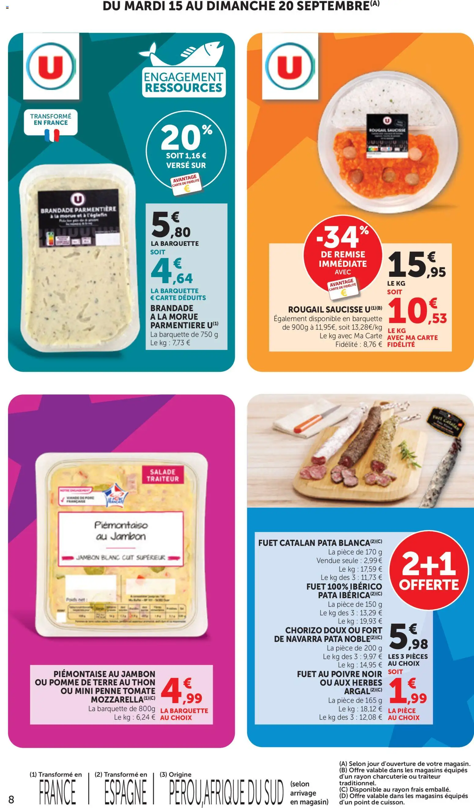 {H1} | Page: 8 | Produits: Salade, Pomme de terre, Tomate, Saucisse