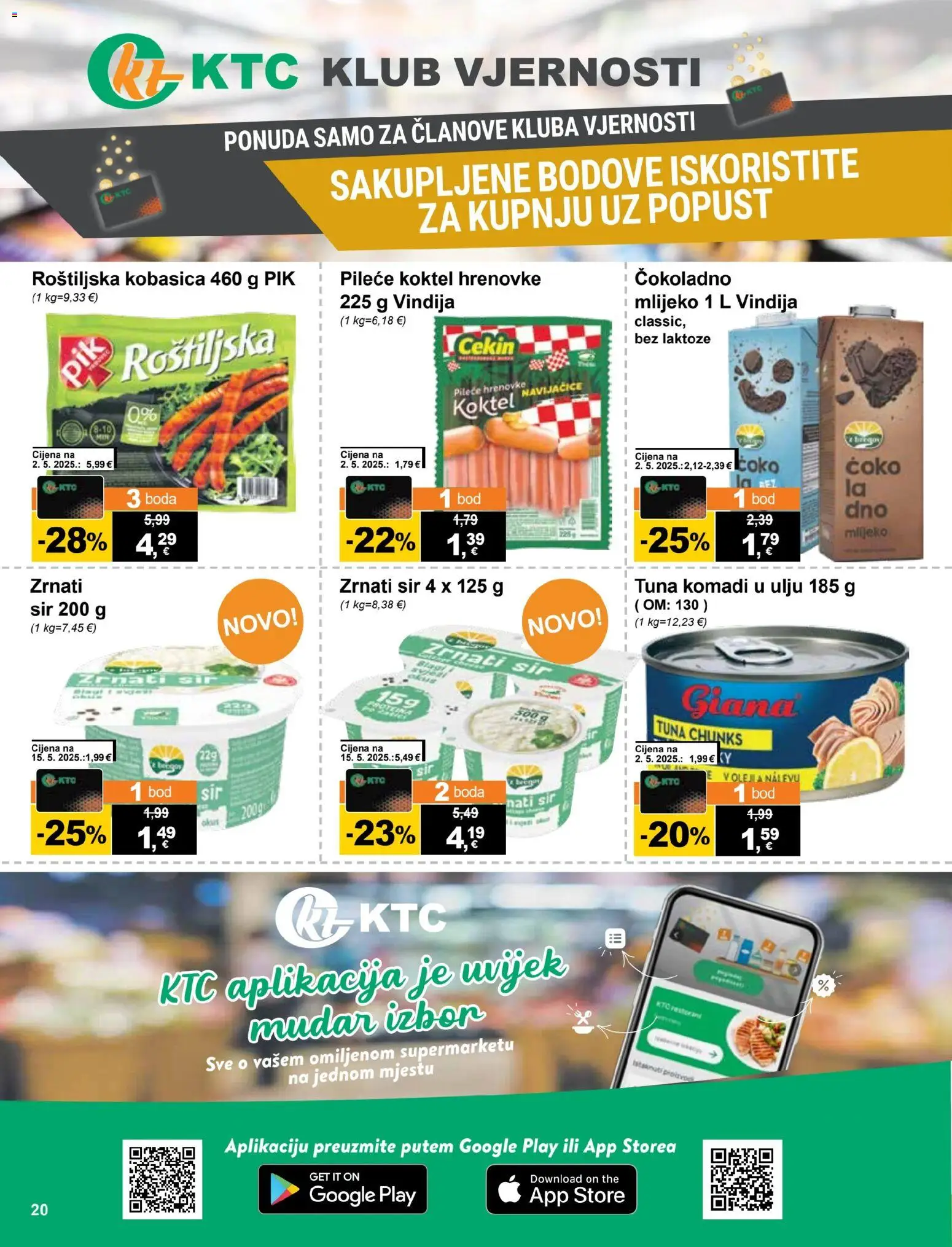 KTC katalog | vrijedi od 15.07.2026 | Stranica: 20 | Proizvodi: Mlijeko, Sir, Hrenovke, Tuna