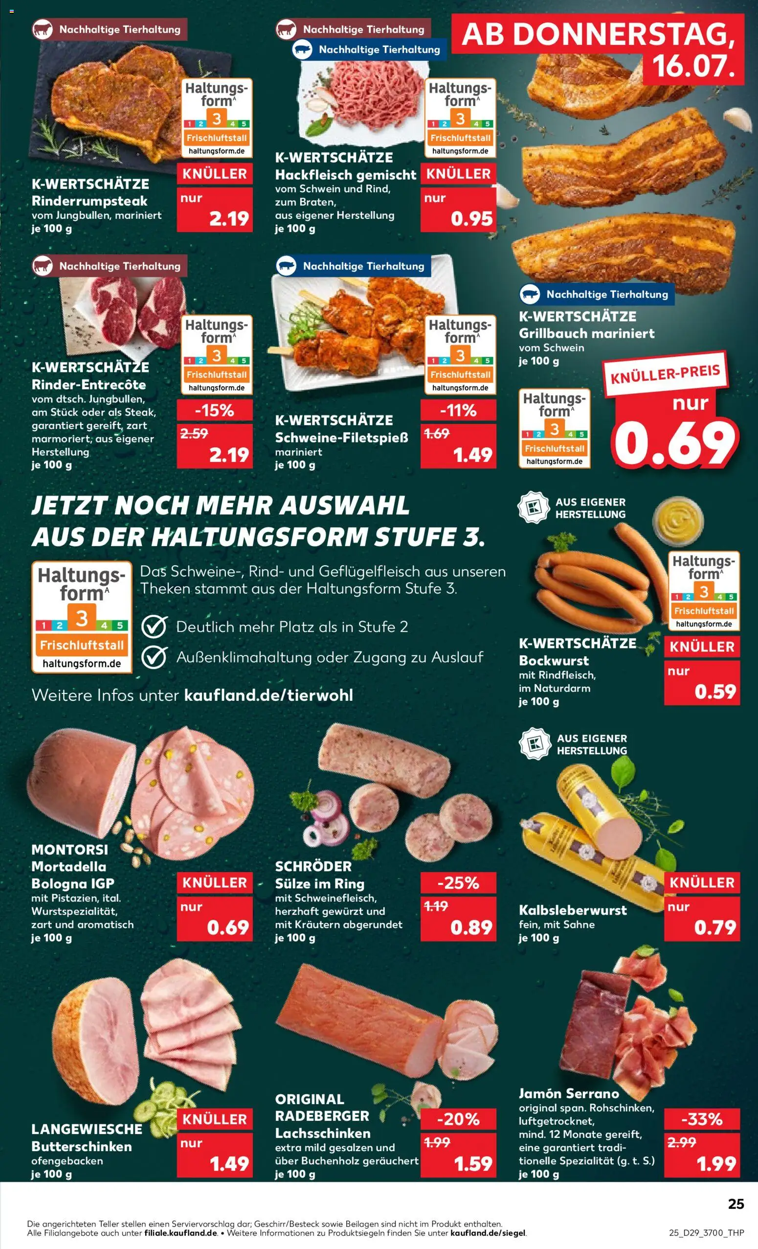 Kaufland Prospekt Rostock – gültig ab 16.07.2026 | Seite: 25 | Produkte: Bockwurst, Sahne, Hackfleisch