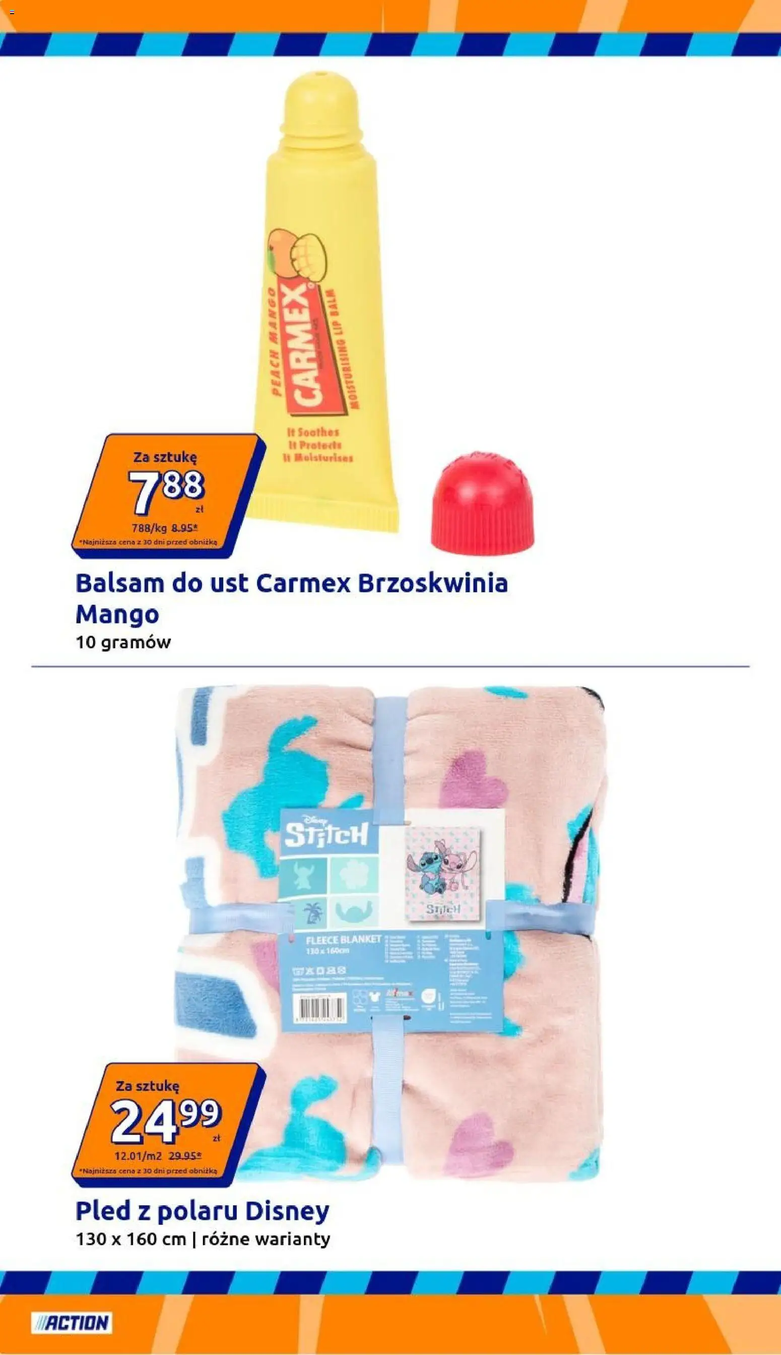 Action gazetka od 02.09.2026 | Strona: 30 | Produkty: Mango, Brzoskwinia, Balsam do ust, Pled