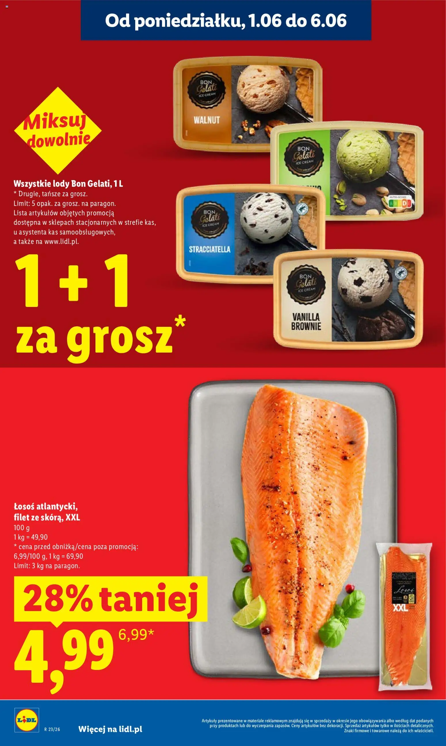 Lidl gazetka od 05.06.2026 | Strona: 12 | Produkty: Łosoś, Brownie, Lody