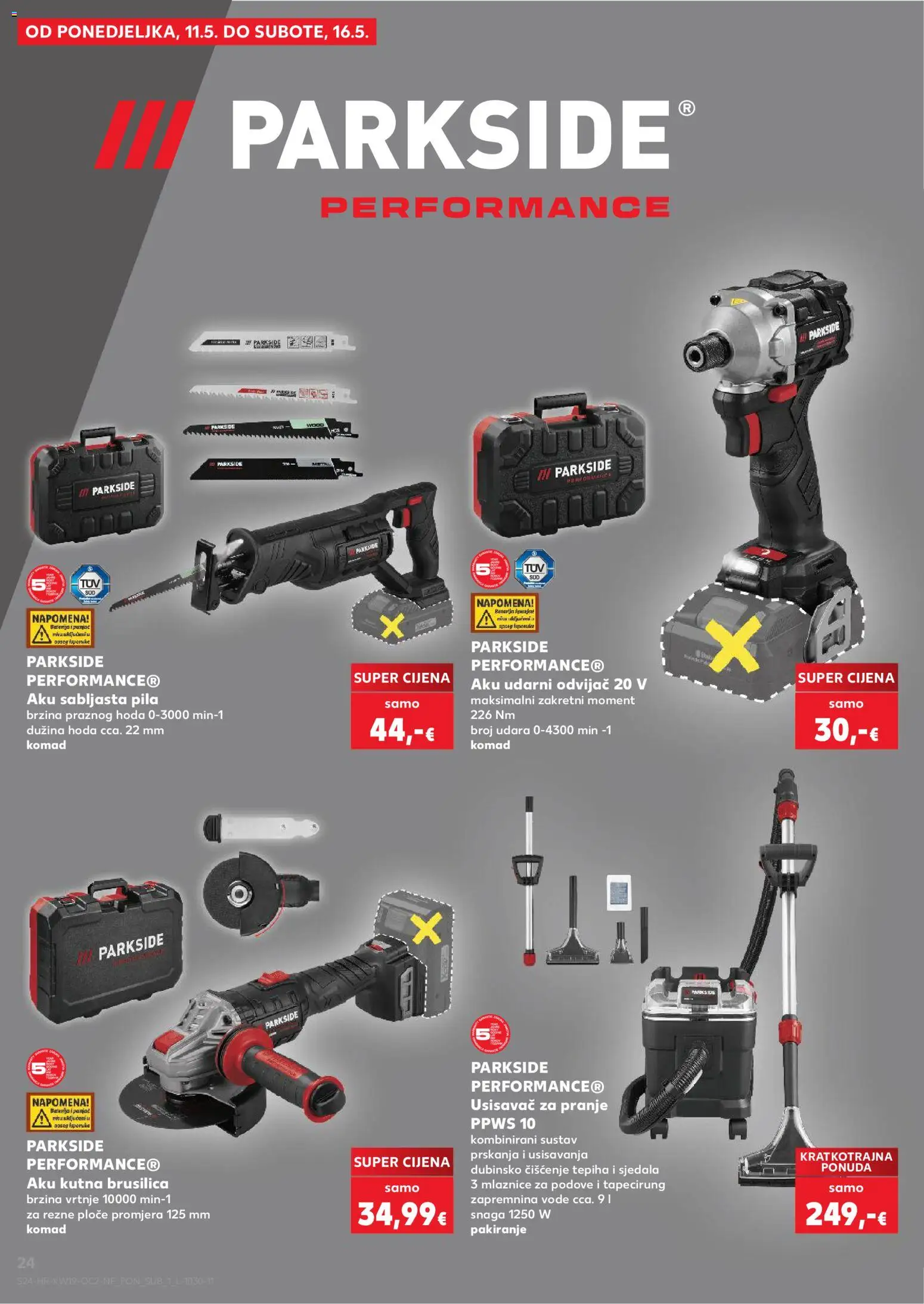 Kaufland katalog | vrijedi od 06.05.2026 | Stranica: 24 | Proizvodi: Usisavač, Brusilica, Pila, Parkside