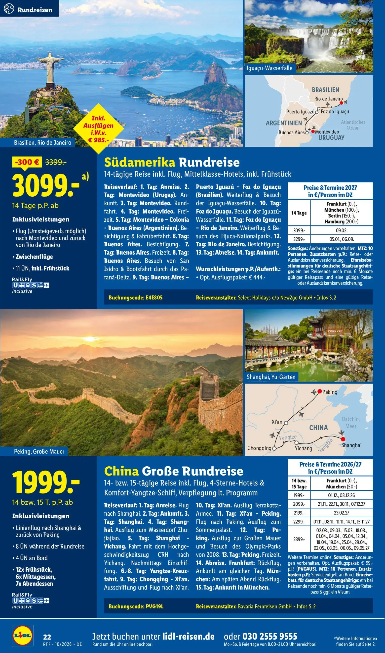 Lidl Reisen Oktober/November Reise-Highlights – gültig ab 14.10.2026 | Seite: 22 | Produkte: Uhr