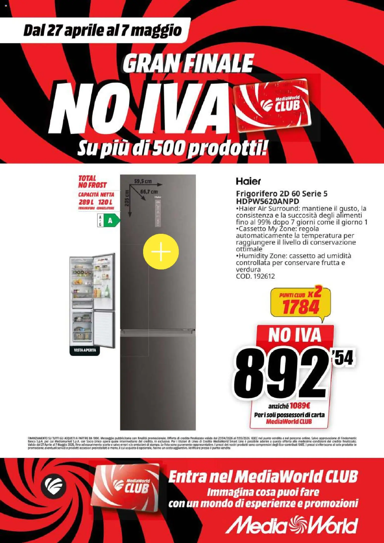 Volantino Media World del 27.04.2026 | Pagina: 31 | Prodotti: Frutta, Frigorifero, Congelatore