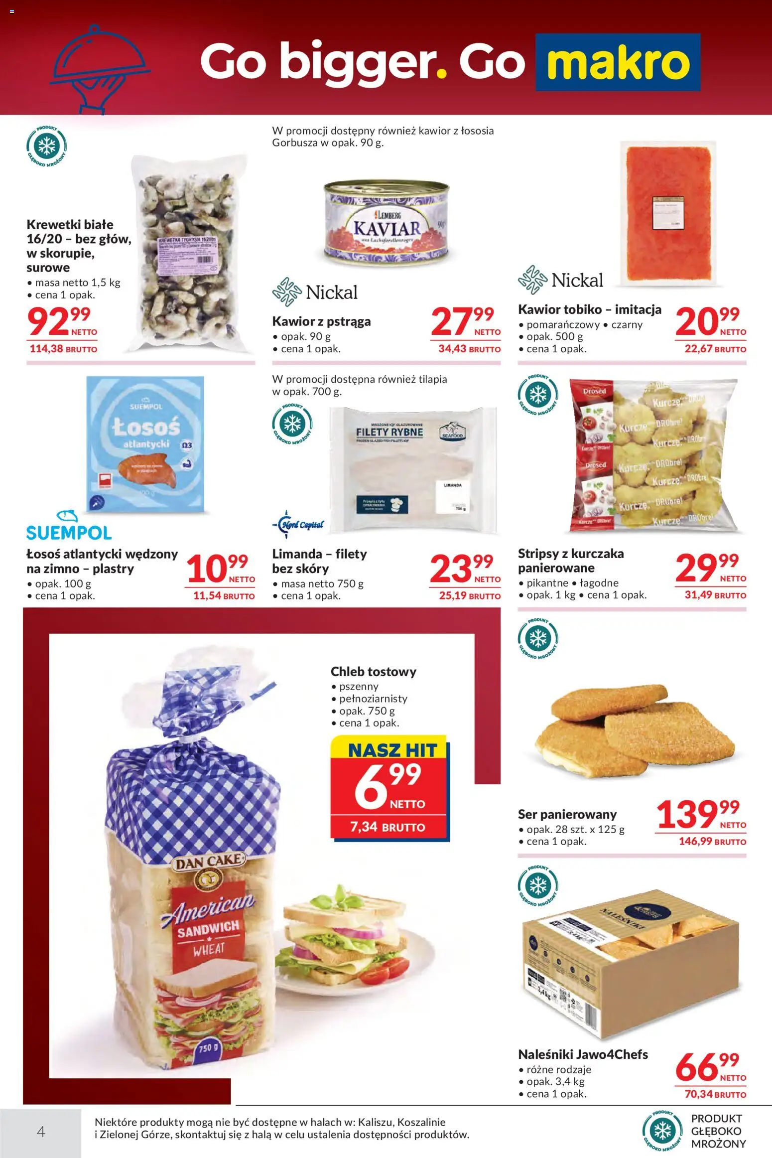 Makro gazetka - Oferta dla gastronomii od 21.07.2026 | Strona: 4 | Produkty: Sandwich, Tilapia, Łosoś, Chleb