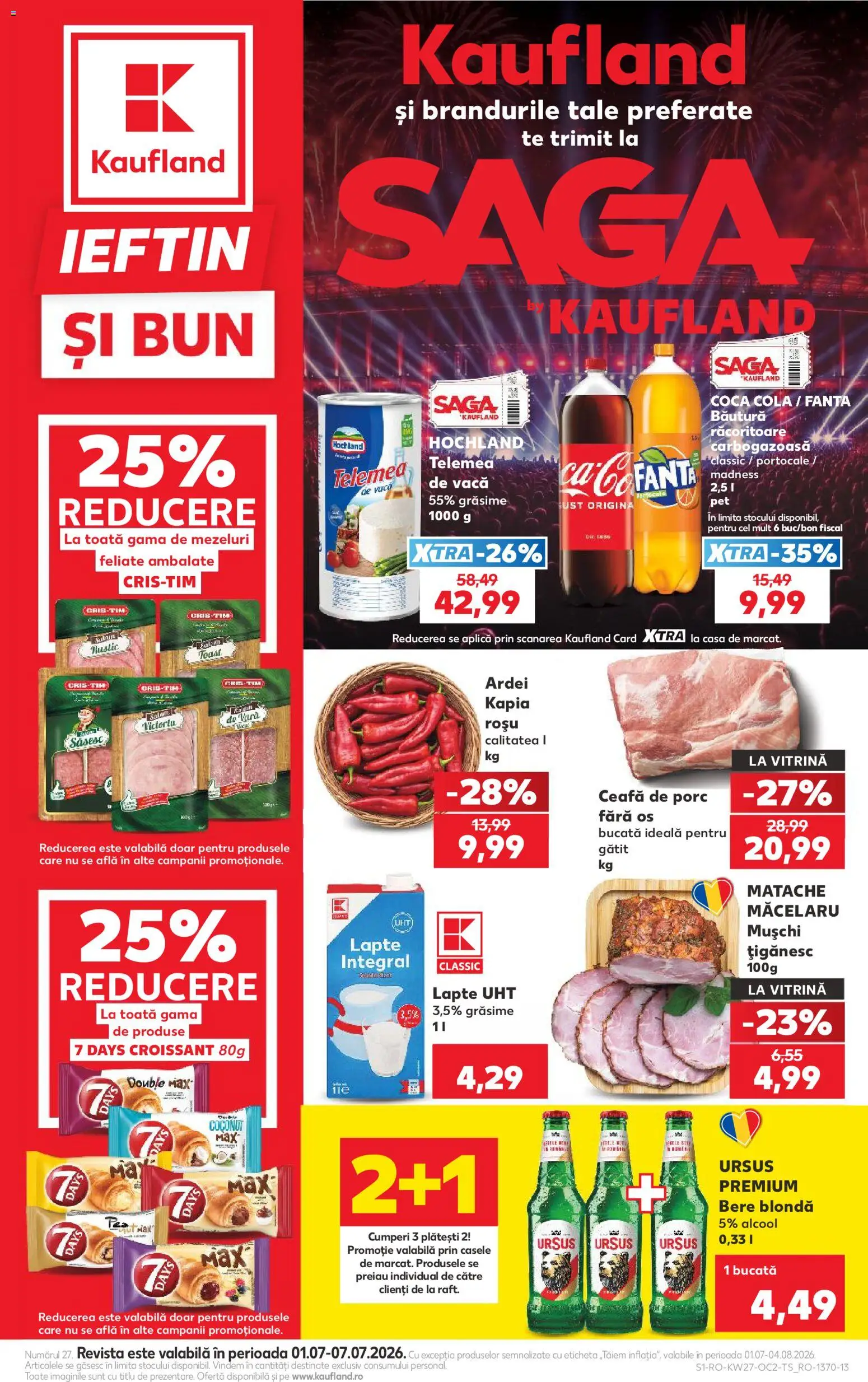 Noul catalog Kaufland – valabil de la 01.07.2026 | Pagină: 1 | Produse: Keçeli kalem, Vitrină, Lapte, Bere