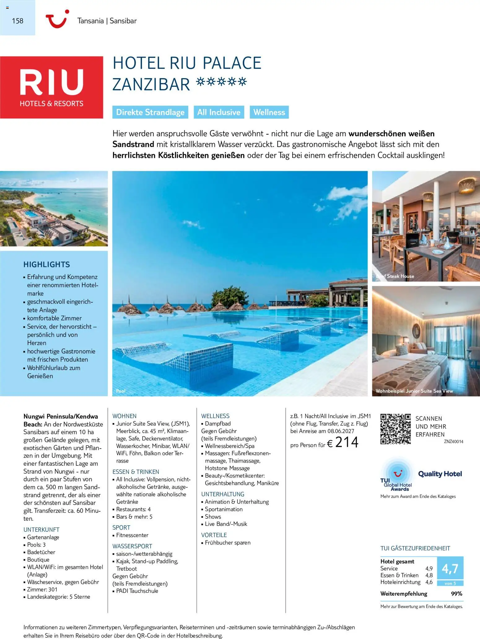 TUI Prospekt Asien, Afrika, Orient & Indischer Ozean 2026/27 – gültig ab 01.11.2026 | Seite: 158 | Produkte: Wasser, Steak