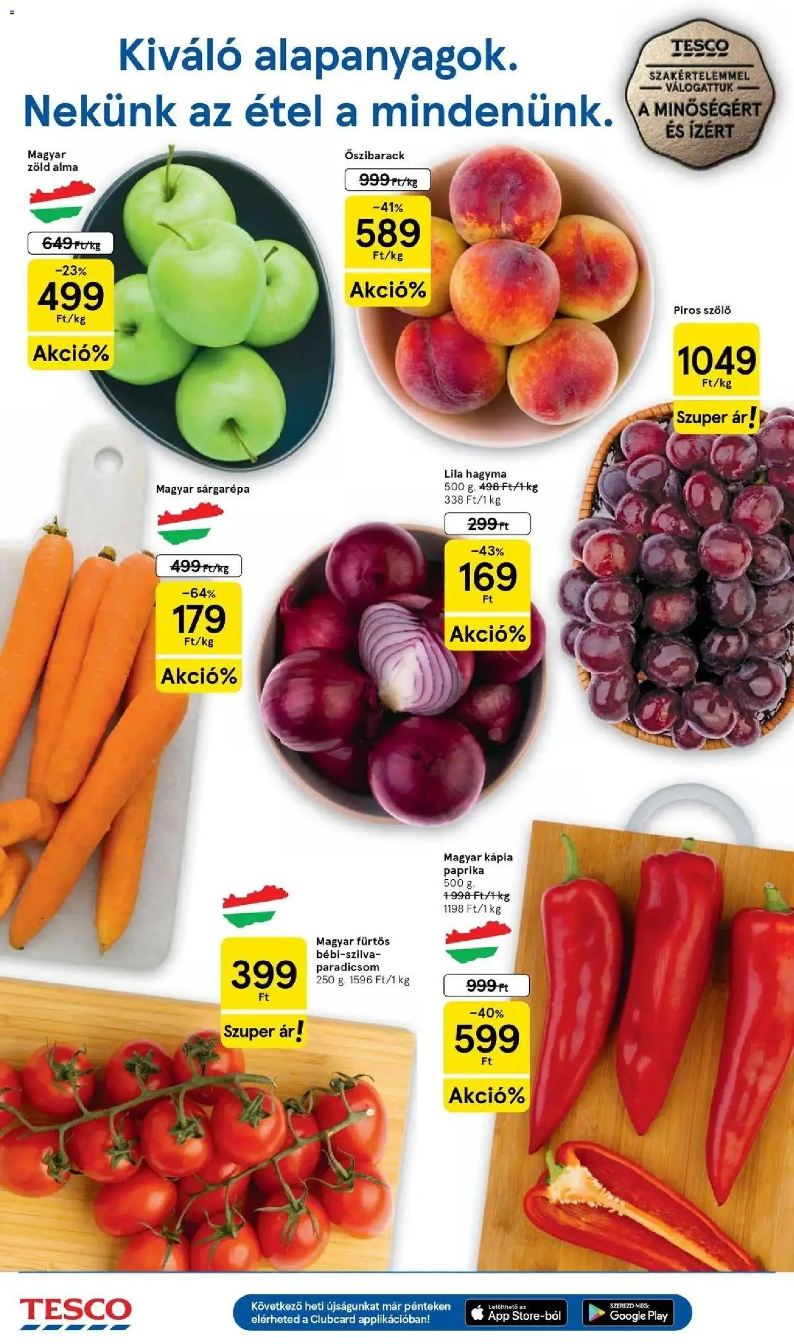 Tesco akciós ujság - amely érvényes a következő dátumtól: 2026.08.18. | Oldal: 2 | Termékek: Szőlő, Sárgarépa, Alma, Paradicsom