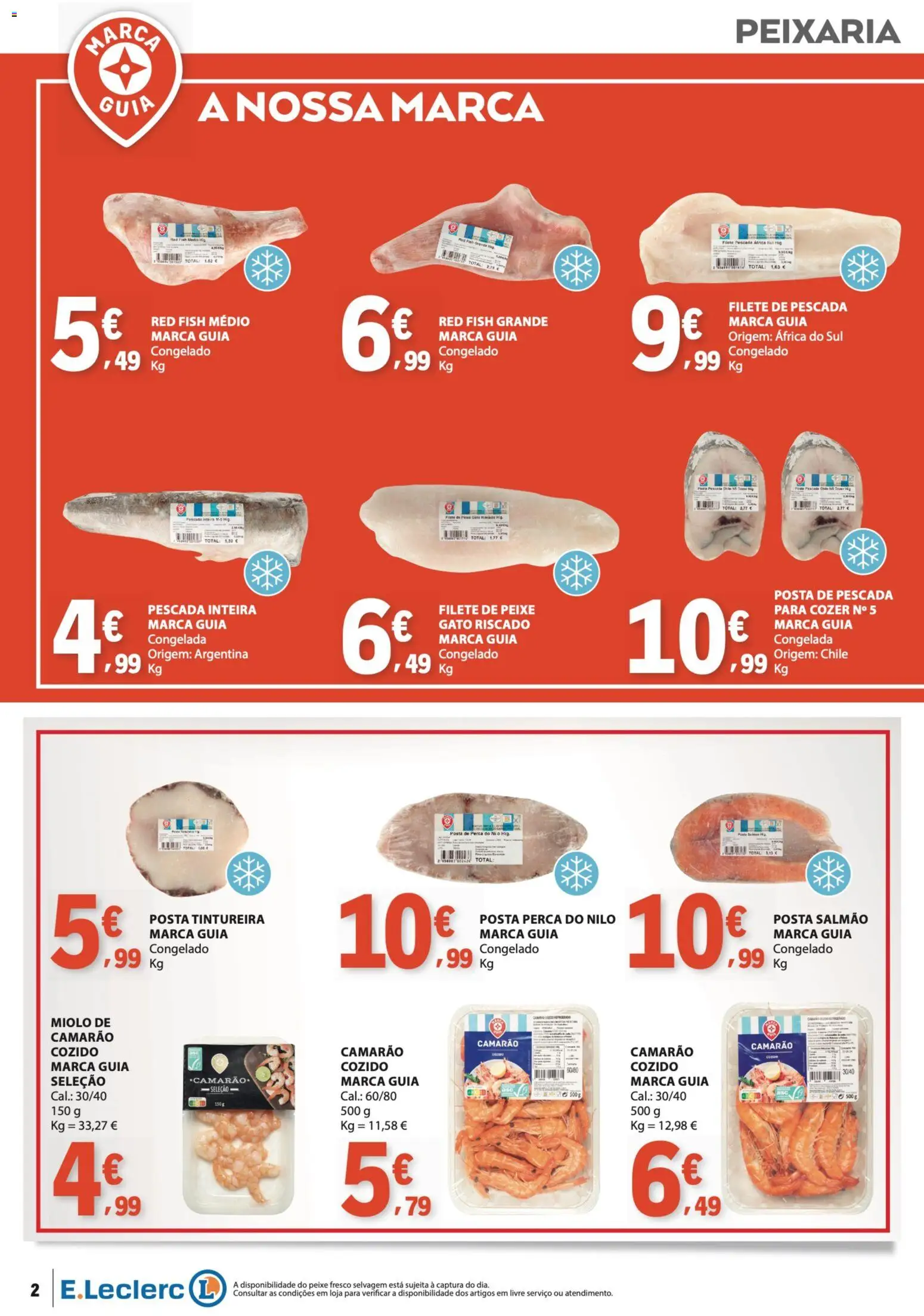E.Leclerc folheto Especial Marca Guia │ válido de 16.06.2026 | Página: 2 | Produtos: Pescada, Camarão, Salmão, Peixe