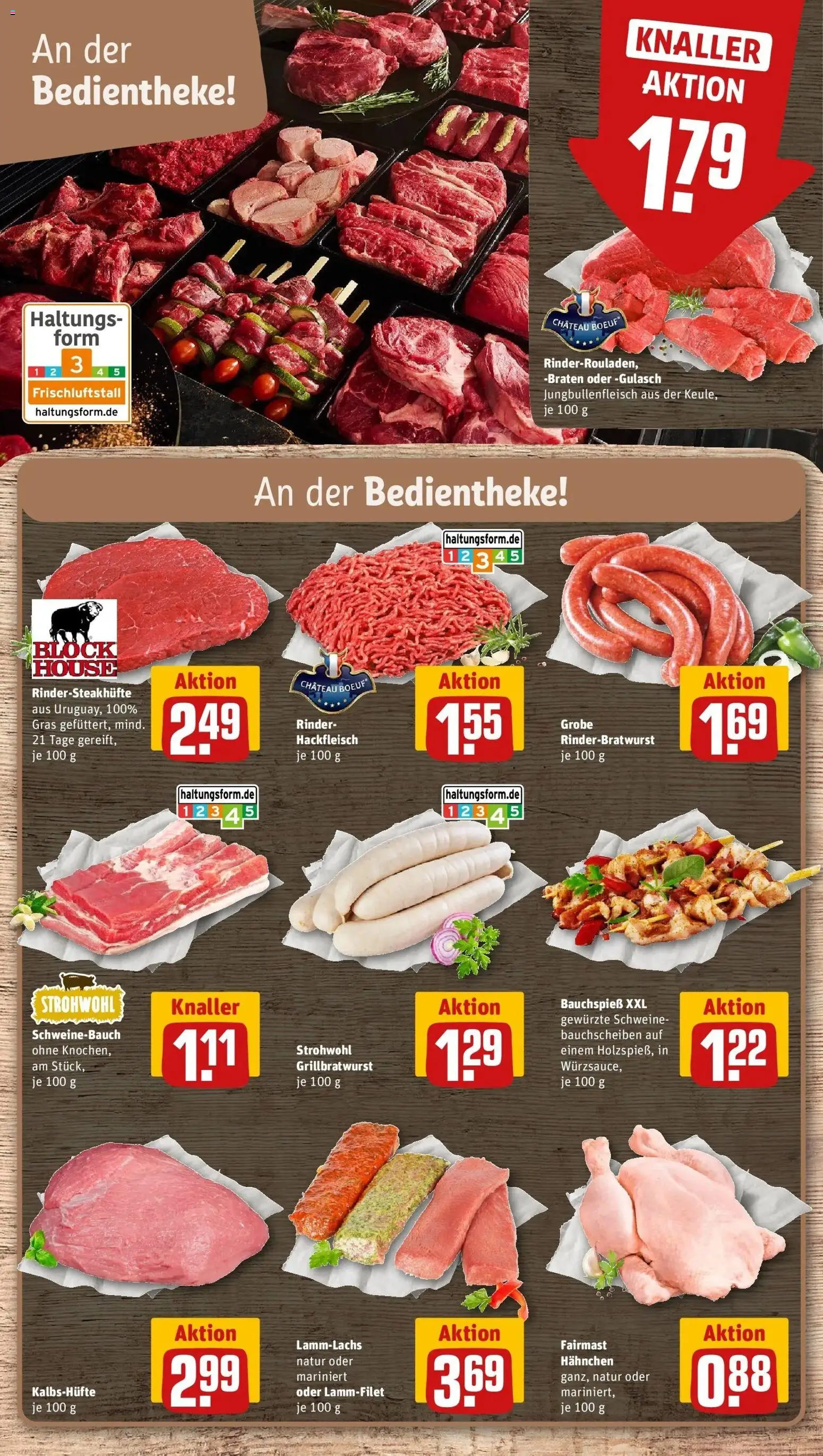 Rewe Prospekt Frechen-Bachem – gültig ab 08.06.2026 | Seite: 8 | Produkte: Hahnchen, Schweinebauch, Gulasch, Steak