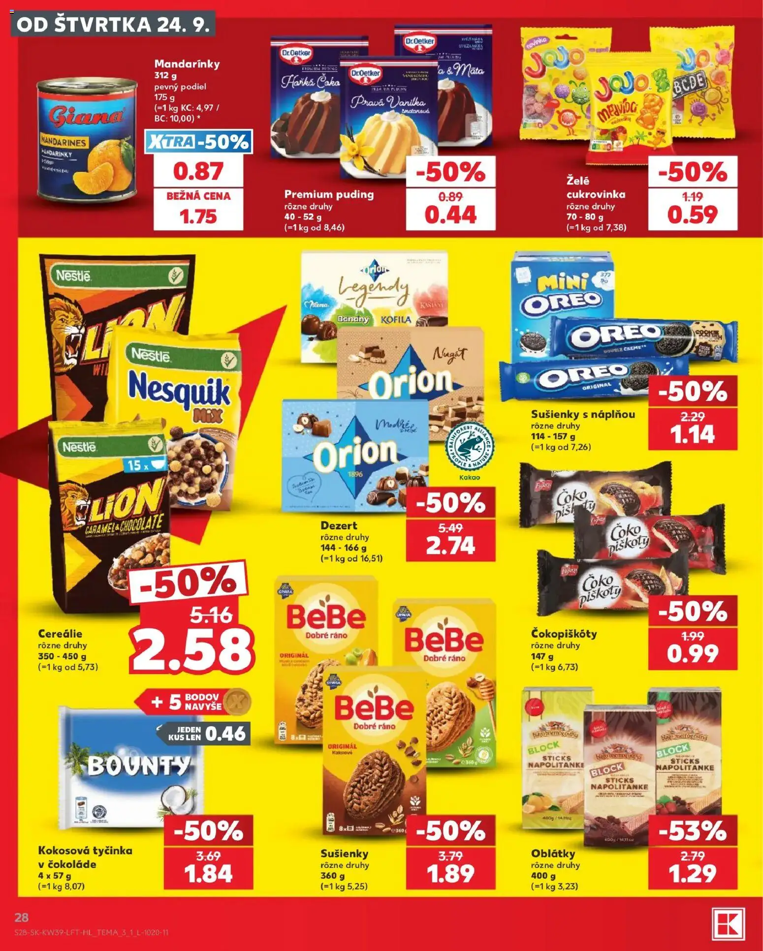 Nové Kaufland akcie – leták je platný od 24.09.2026 | Strana: 28 | Produkty: Oblátky, Cereálie, Nesquik, Vanilka
