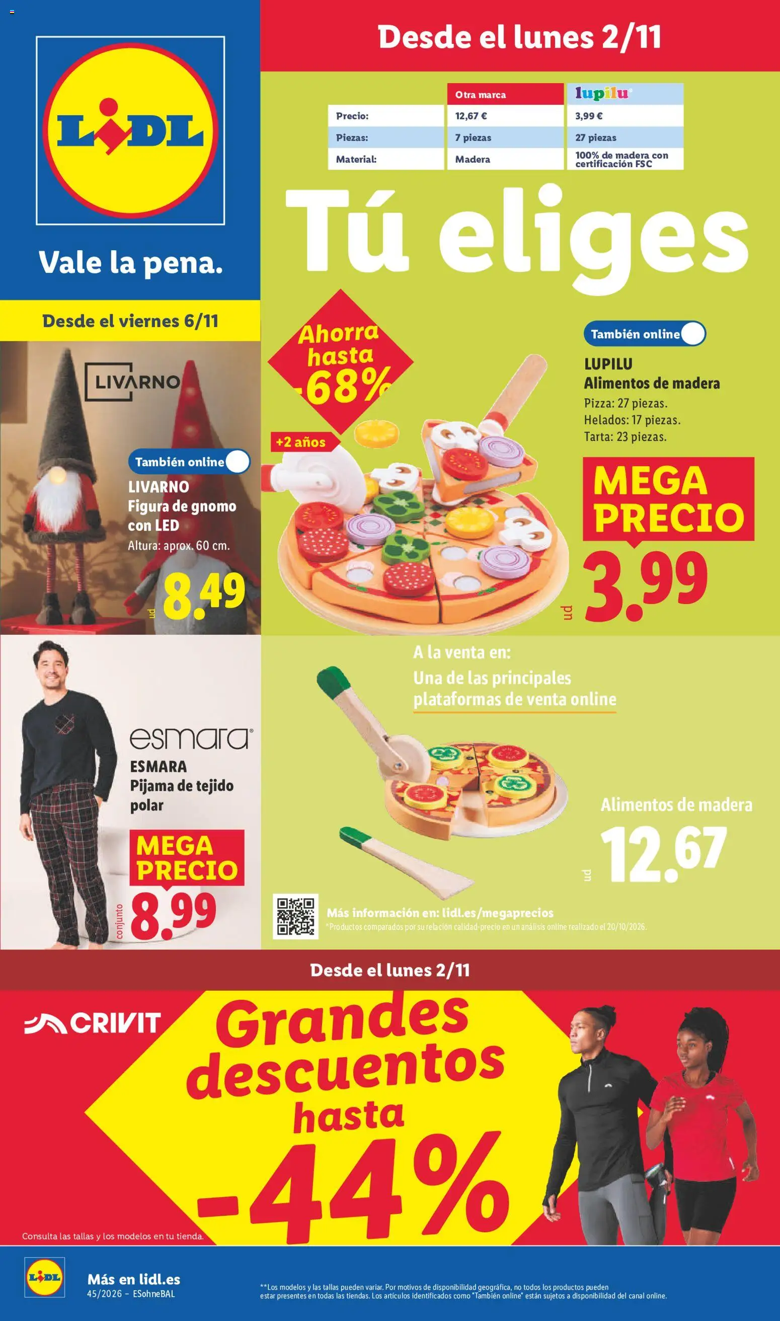 Lidl folleto de bazar │ válido desde el 02/11/2026 | Página: 1 | Productos: Tarta, Pijama, Pizza, Alimentos