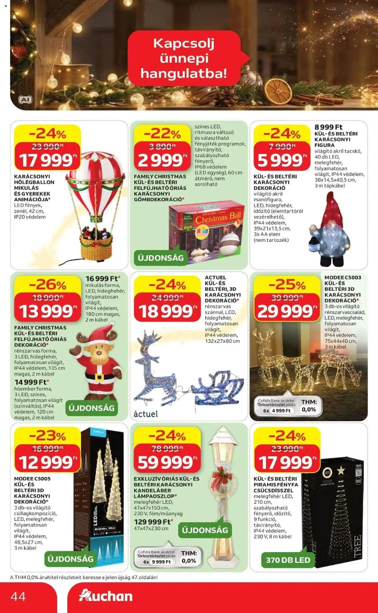 Auchan Karácsonyi ajánlataink Kecskemét - 2026.10.22. -tól/töl > akció, lapozható szórólap 🛍️ | Oldal: 44 | Termékek: Kábel, Elem, LED, Dekoráció