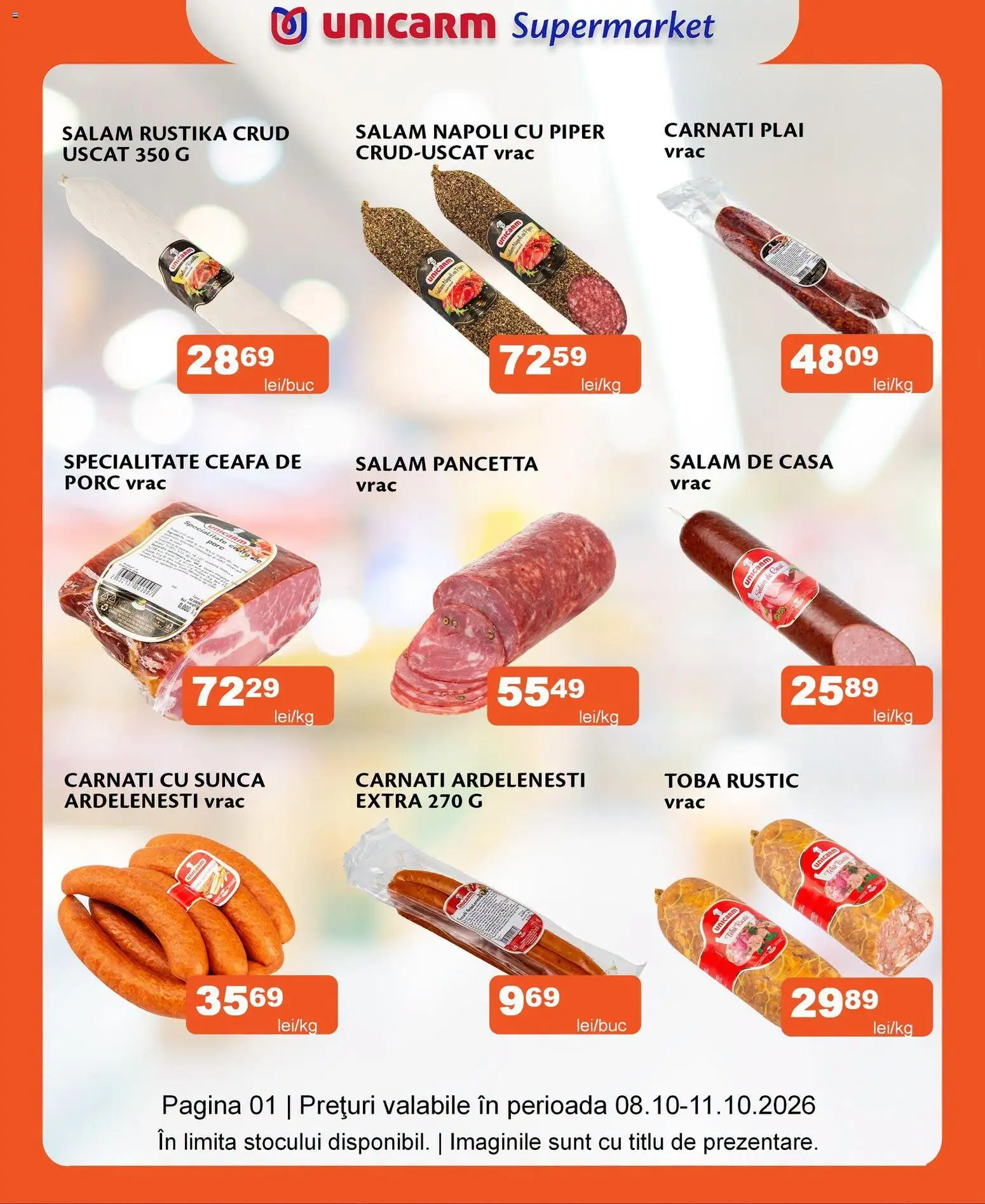 Noul catalog Unicarm – valabil de la 08.10.2026 | Pagină: 6 | Produse: Salam, Șuncă, Piper, Cârnați