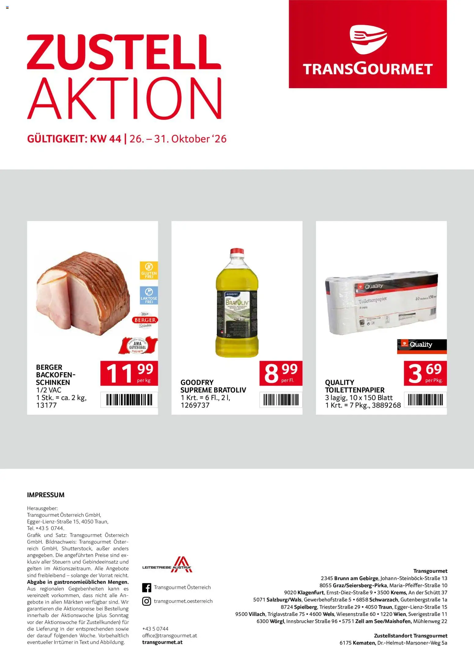 Transgourmet Flugblatt gültig ab 26.10.2026 | Seite: 28 | Produkte: Schinken