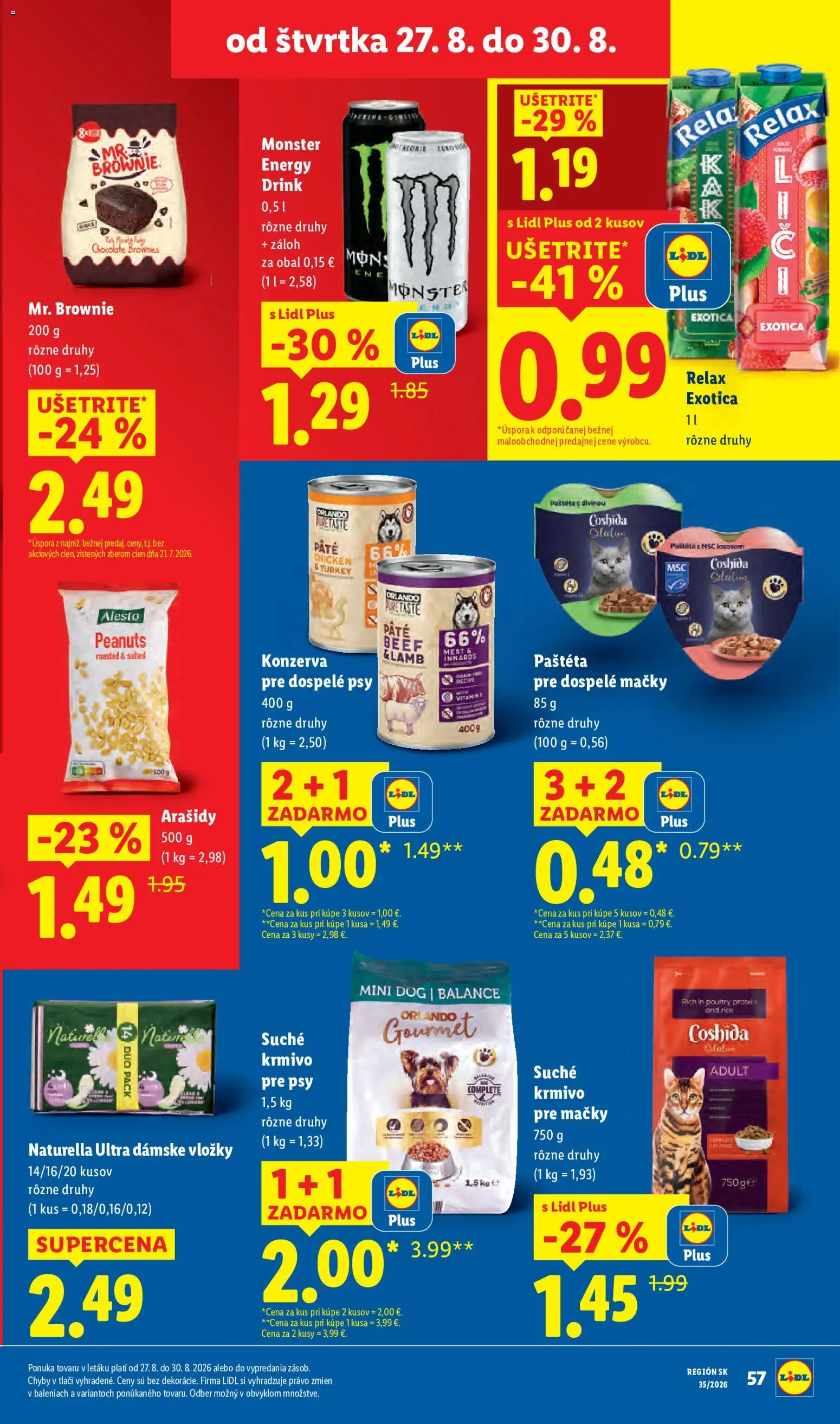 Nové Lidl akcie – leták je platný od 24.08.2026 | Strana: 75 | Produkty: Brownies, Arašidy, Paštéta