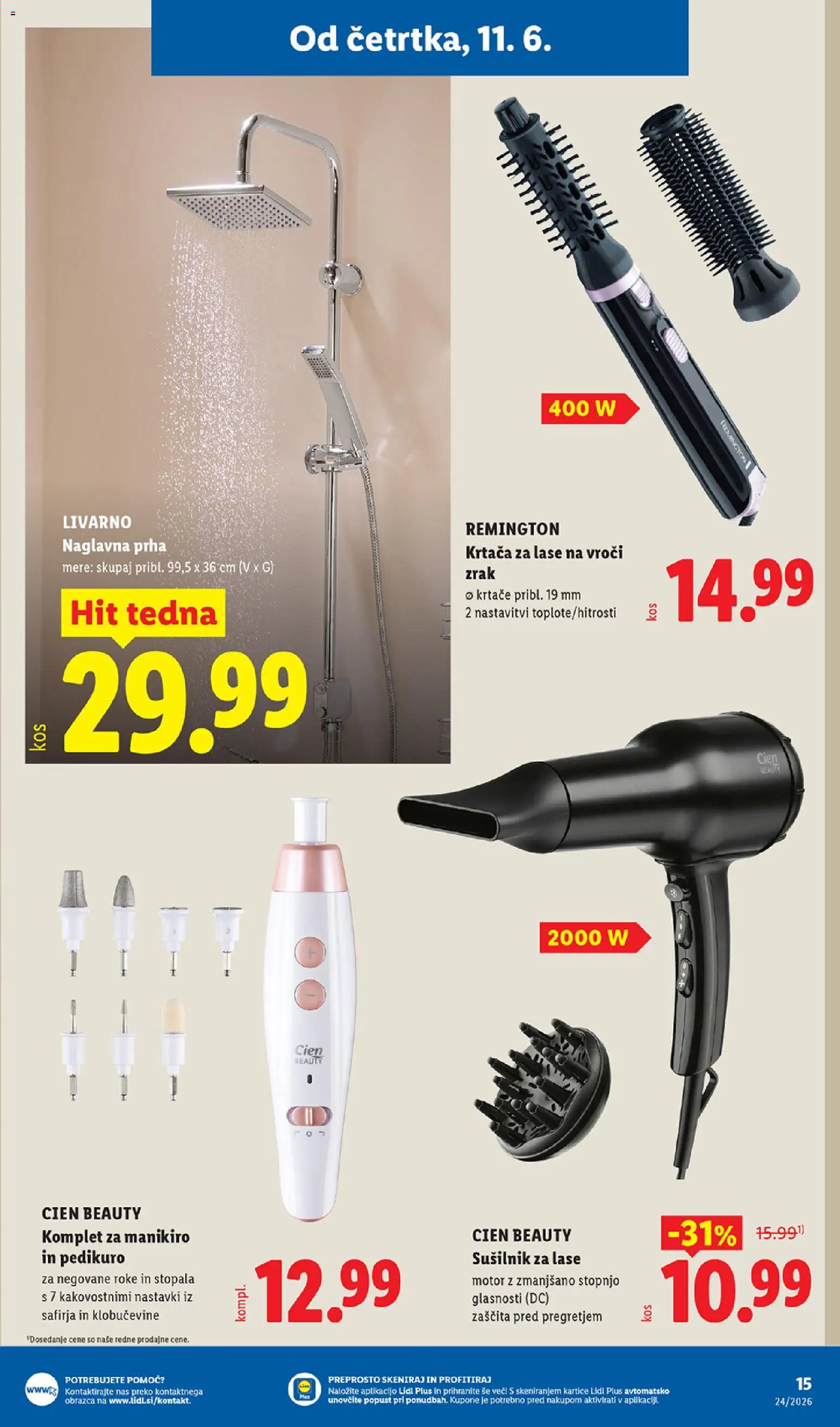 Novi Lidl katalog ponudbe – veljaven od 11.06.2026 | Stran: 33 | Izdelki: Prha, Krtaca, Sušilnik za lase