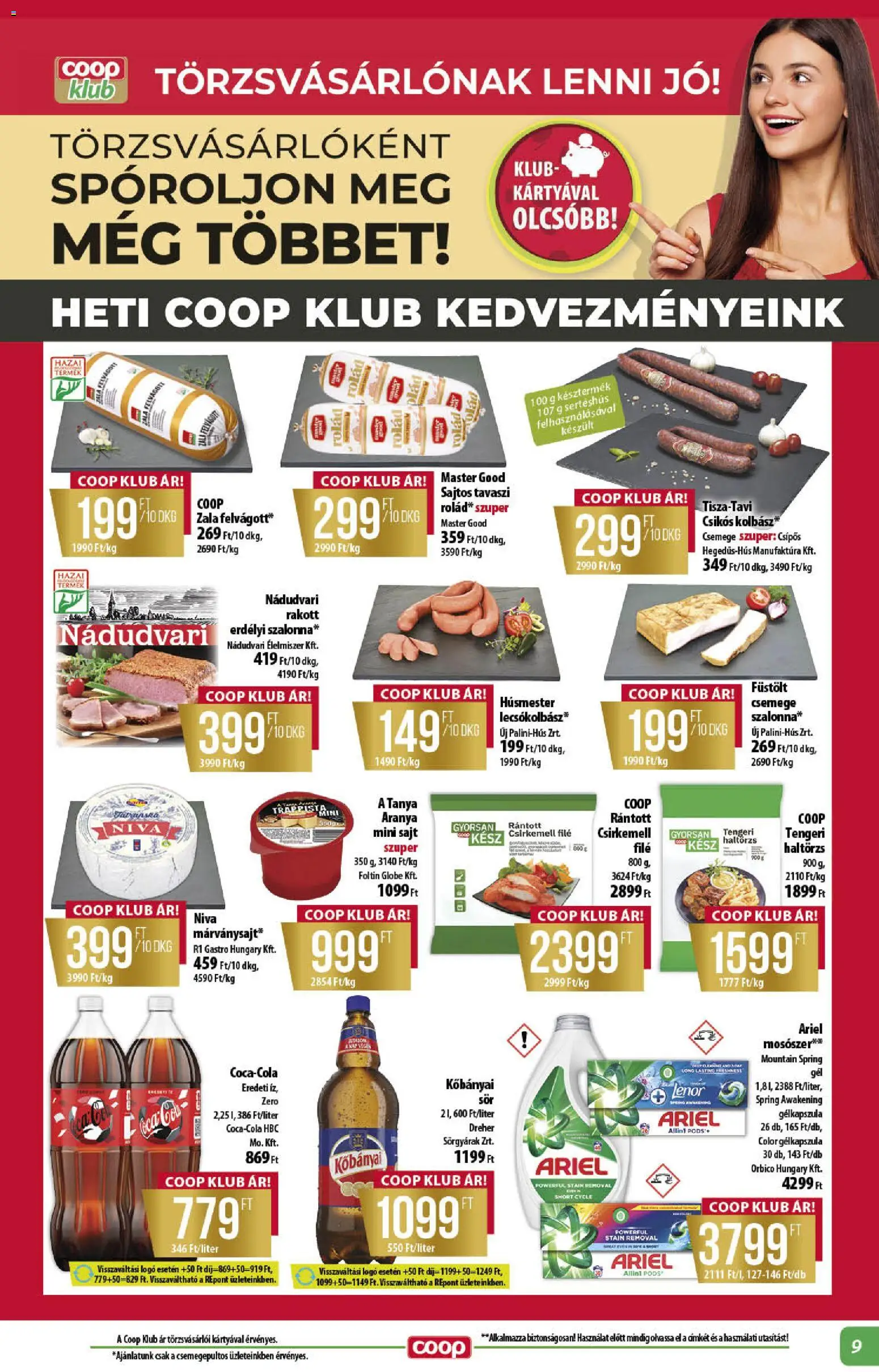COOP akciós ujság - amely érvényes a következő dátumtól: 18.06.2026 | Oldal: 9 | Termékek: Margarin, Sajt, Sertéshús, Mosószer