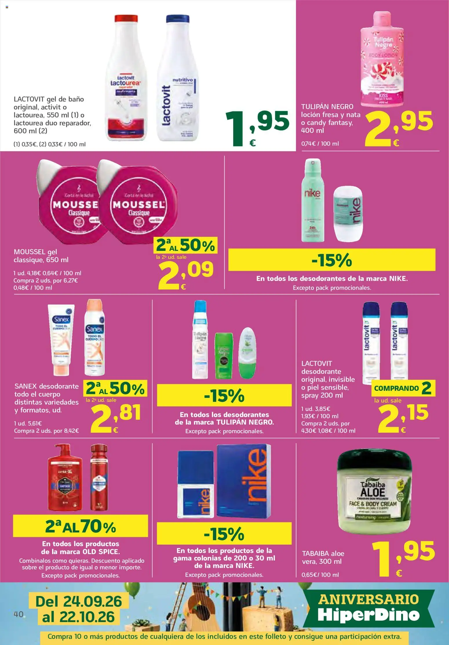 HiperDino folleto │ válido desde el 24/09/2026 | Página: 40 | Productos: Desodorante, Mousse, Body, Baño
