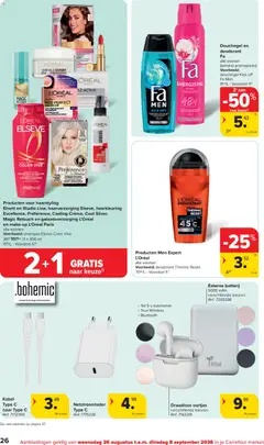 Carrefour market folder week 35 - Voorbeeld van een folder van Carrefour market, geldig van 26/08/2026 | Pagina: 26 | Producten: Kabel, Shampoo, Crème, Deodorant