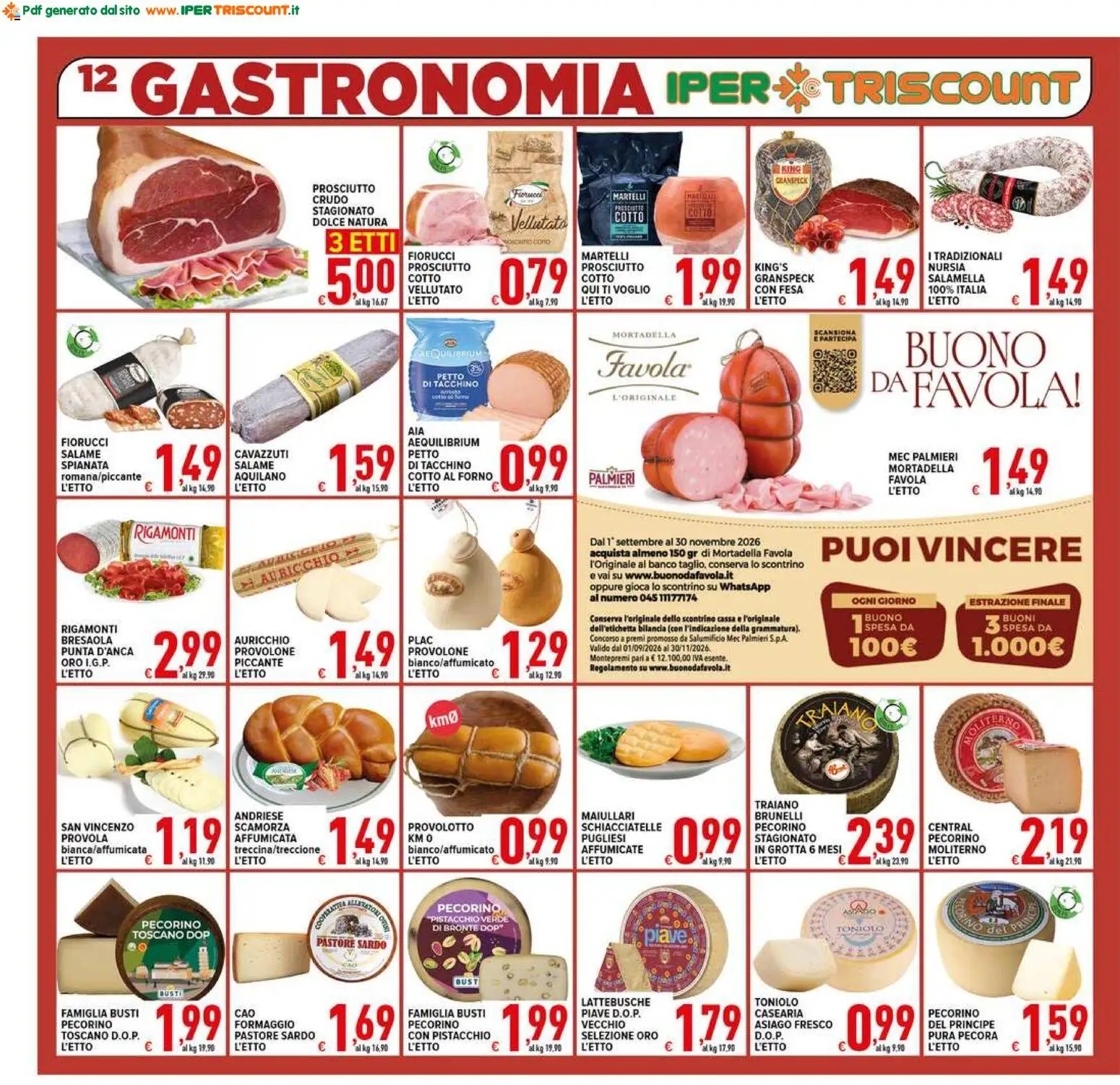 Volantino Ipertriscount del 23/10/2026 | Pagina: 12 | Prodotti: Salame, Provola, Forno, Bilancia