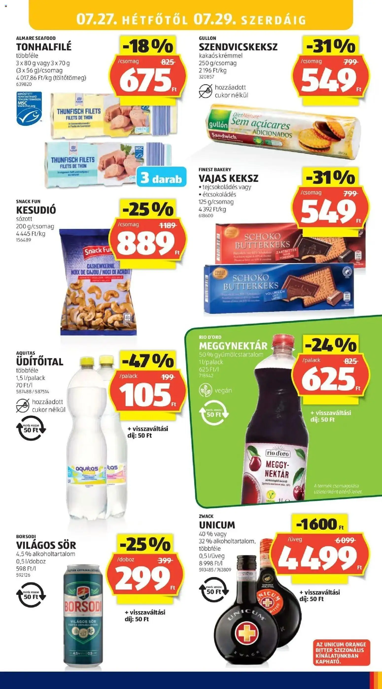 Aldi akciós ujság - amely érvényes a következő dátumtól: 2026.07.18. | Oldal: 31 | Termékek: Kesudió, Meggy, Sör, Vegán