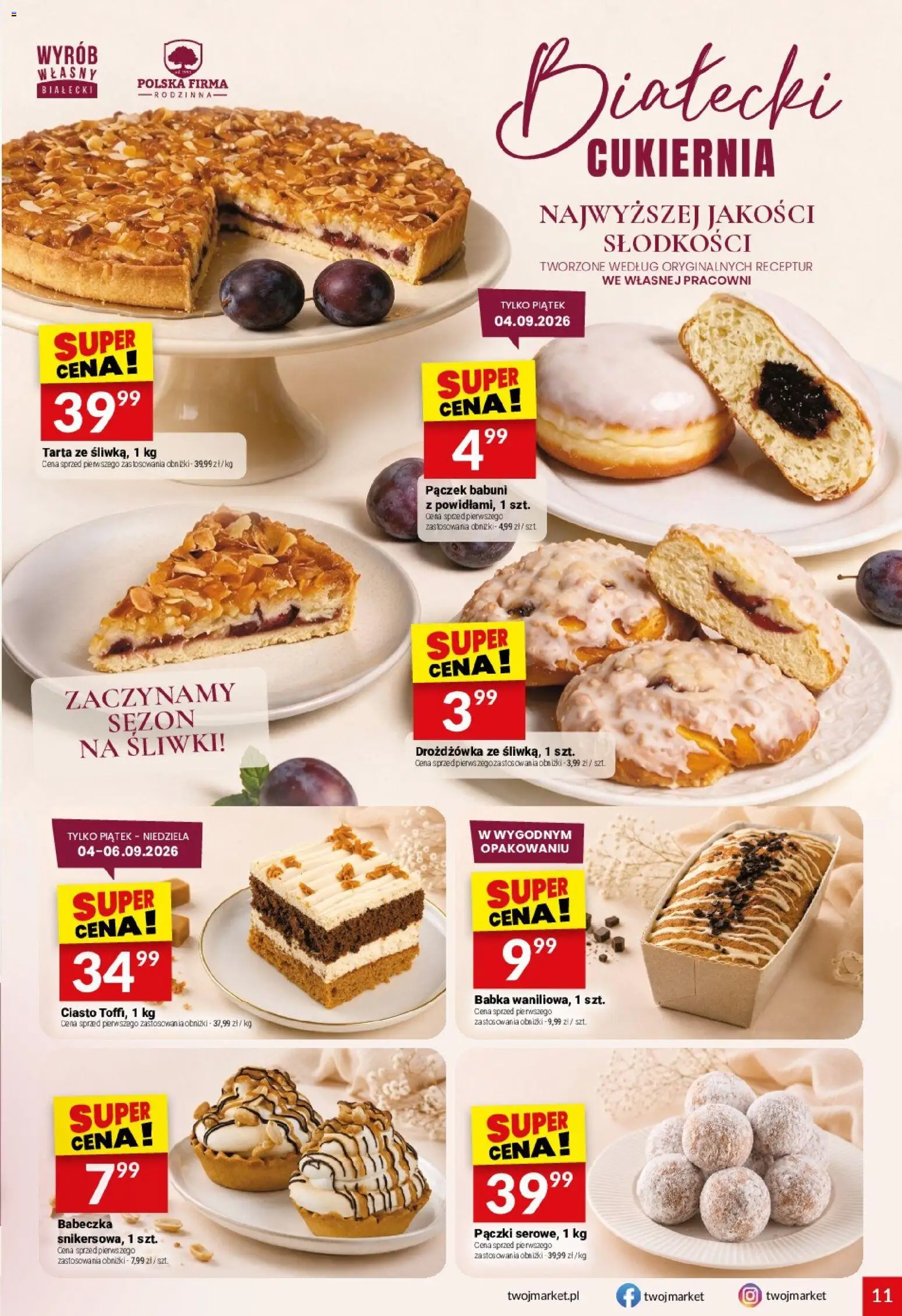Twój Market gazetka od 02.09.2026 | Strona: 11 | Produkty: Pączek, Pączki, Śliwki, Babka