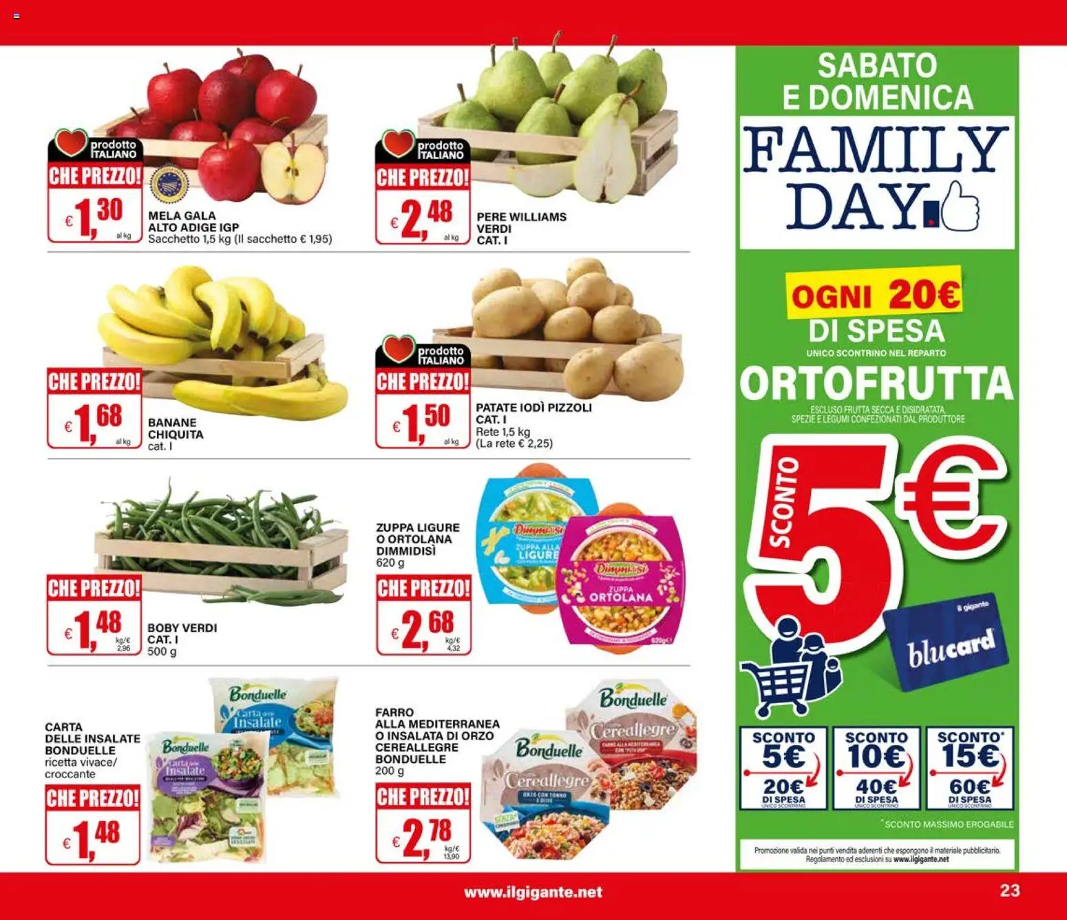 Volantino Il Gigante del 10/09/2026 | Pagina: 23 | Prodotti: Legumi, Banane, Patate, Farro