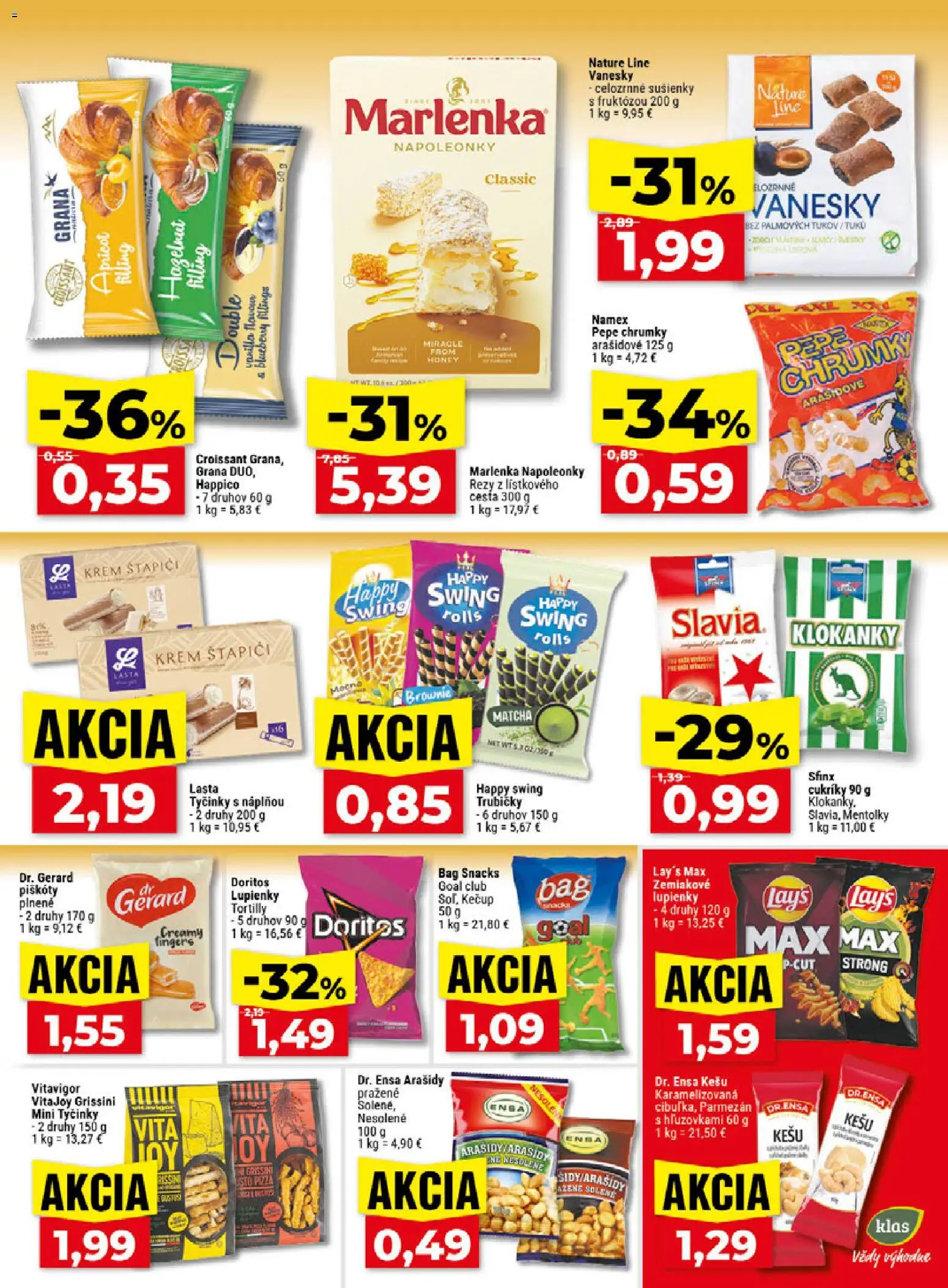 Nové Klas akcie – leták je platný od 19.10.2026 | Strana: 18 | Produkty: Piškóty, Marlenka, Trubičky, Matcha