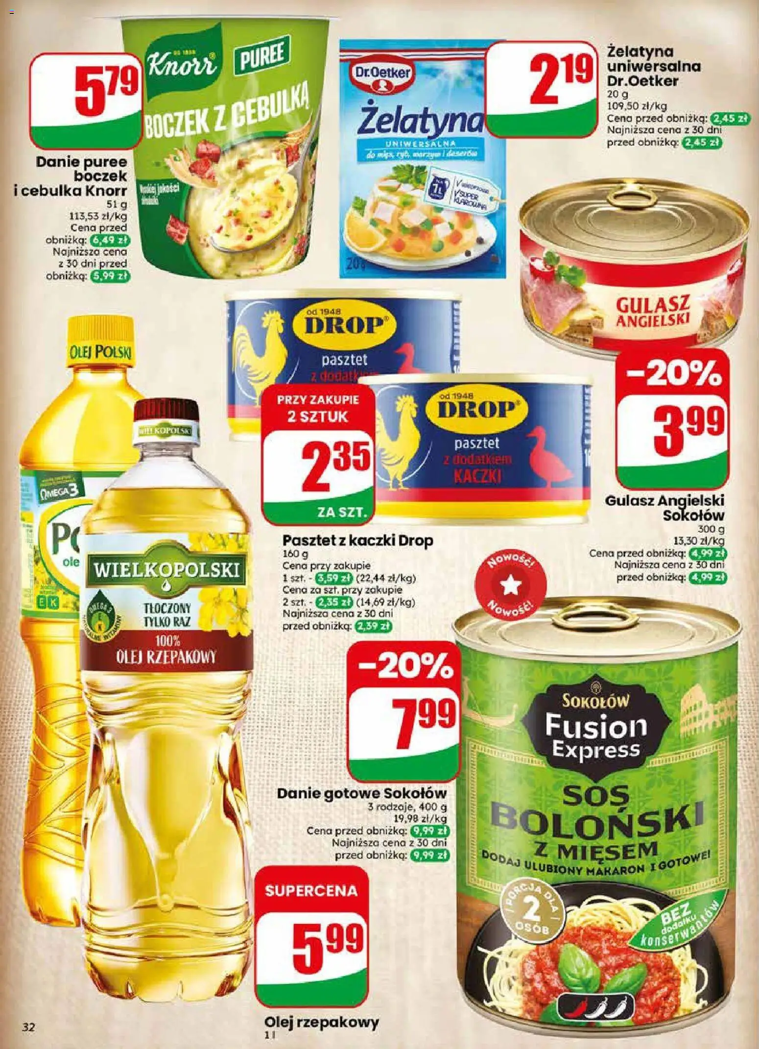 Dino gazetka od 10.06.2026 | Strona: 32 | Produkty: Olej rzepakowy, Żelatyna, Olej wielkopolski, Makaron