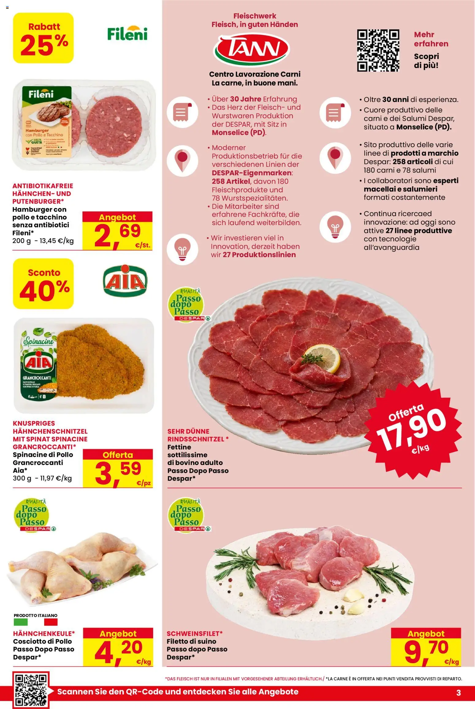 Volantino Eurospar del 20/08/2026 | Pagina: 3 | Prodotti: Pollo, Filetto, Suino, Carne