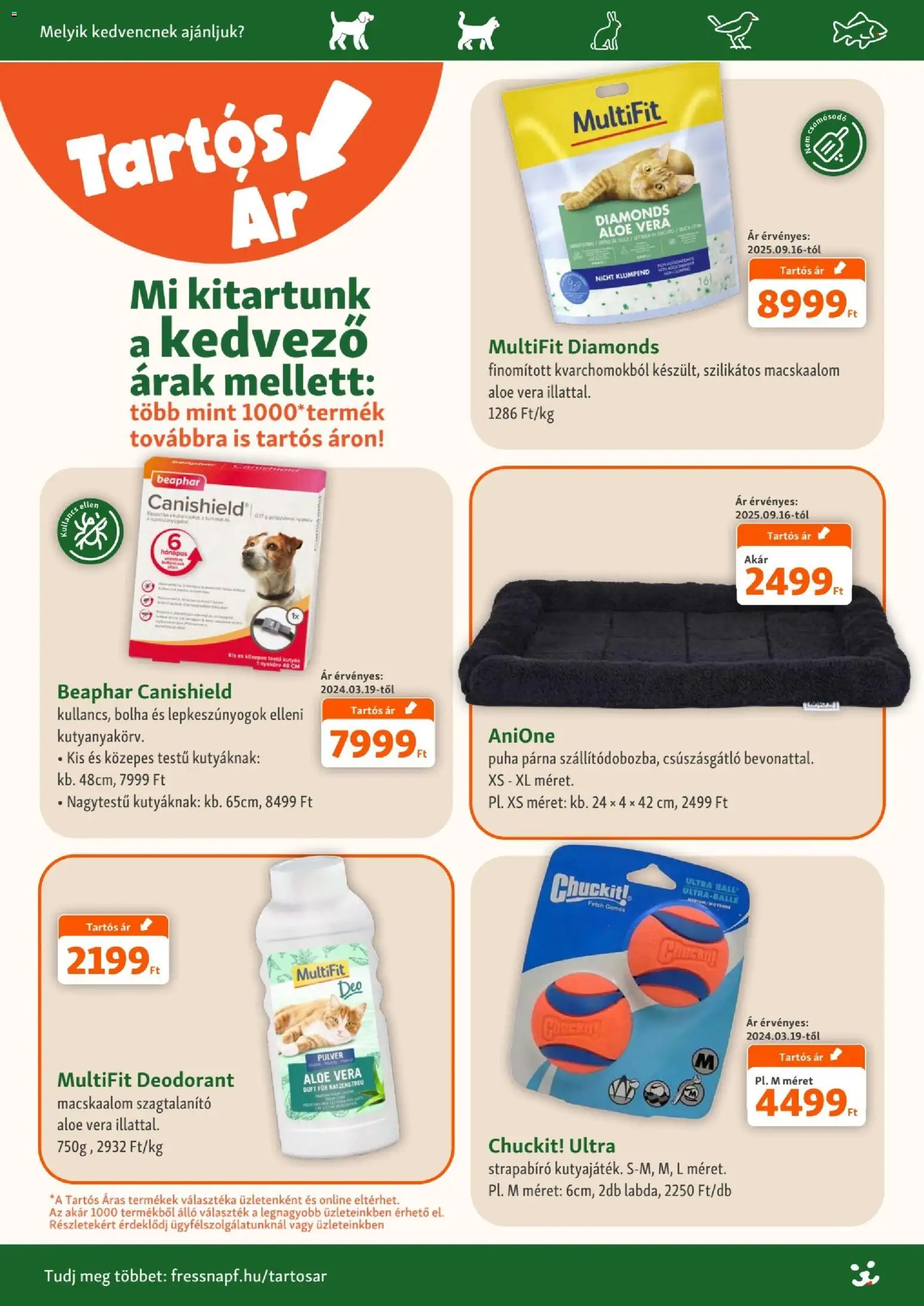 Fressnapf akciós ujság - amely érvényes a következő dátumtól: 2026.08.06. | Oldal: 3 | Termékek: Macskaalom, Párna, Aloe vera