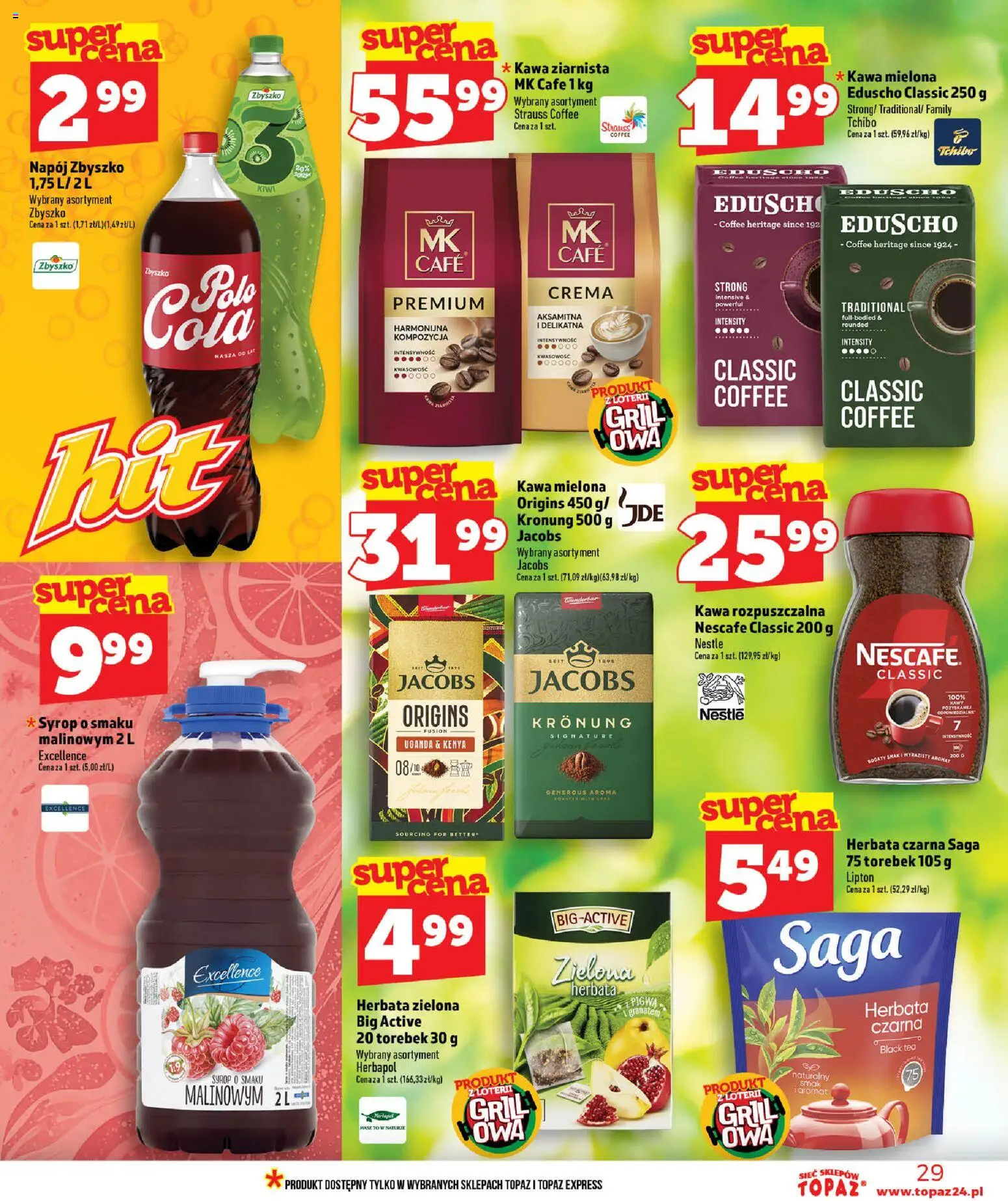 Topaz gazetka od 11.06.2026 | Strona: 29 | Produkty: Nescafe, Kawa rozpuszczalna, Kawa, Kiwi