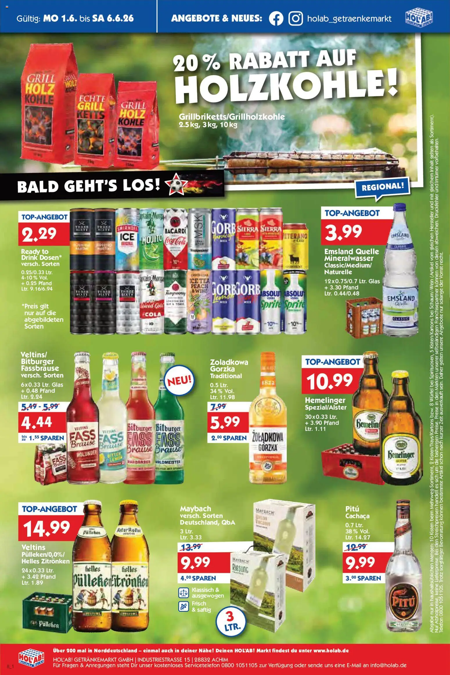 HOL’AB! Prospekt – gültig ab 01.06.2026 | Seite: 8 | Produkte: Bacardi, Mineralwasser, Fassbrause, Veltins