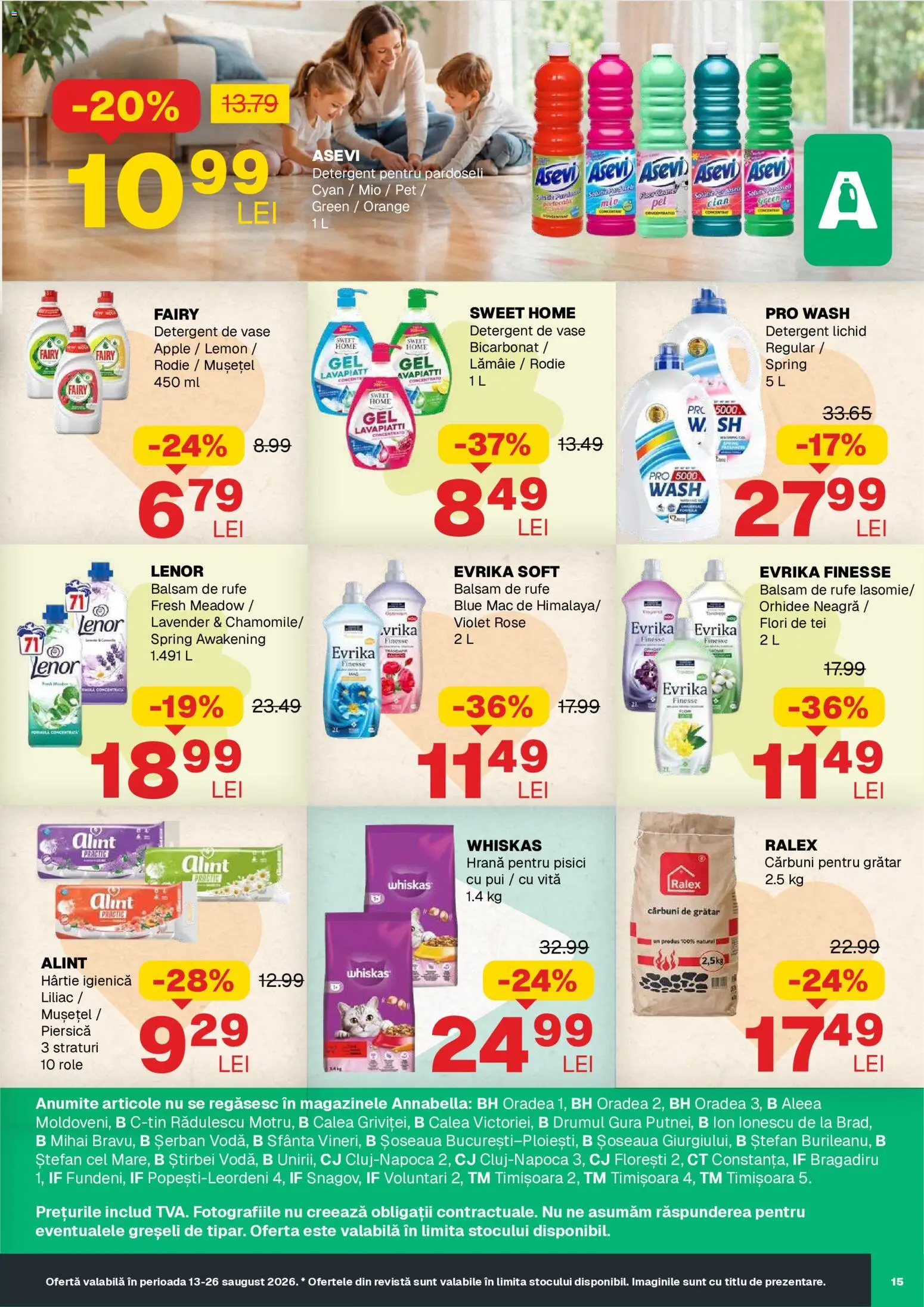 Noul catalog Annabella – valabil de la 13.08.2026 | Pagină: 15 | Produse: Piersică, Detergent de vase, Orhidee, Balsam