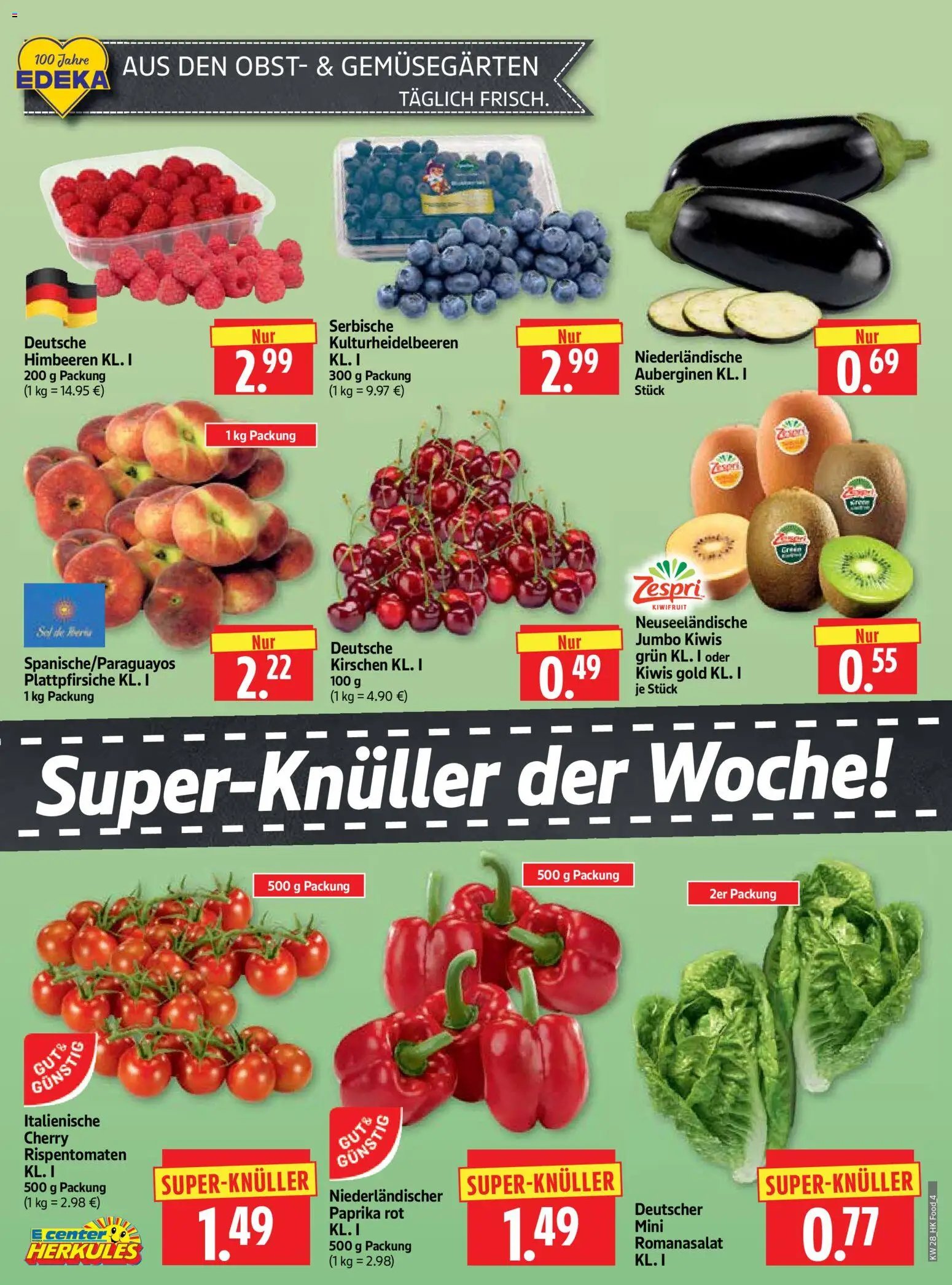 HERKULES Prospekt – gültig ab 06.07.2026 | Seite: 4 | Produkte: Himbeeren, Paprika rot, Kirschen, Paprika