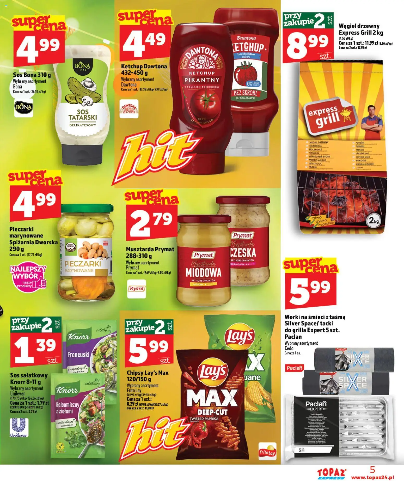 Topaz gazetka - Express od 06.08.2026 | Strona: 5 | Produkty: Chipsy, Ketchup, Grill, Musztarda