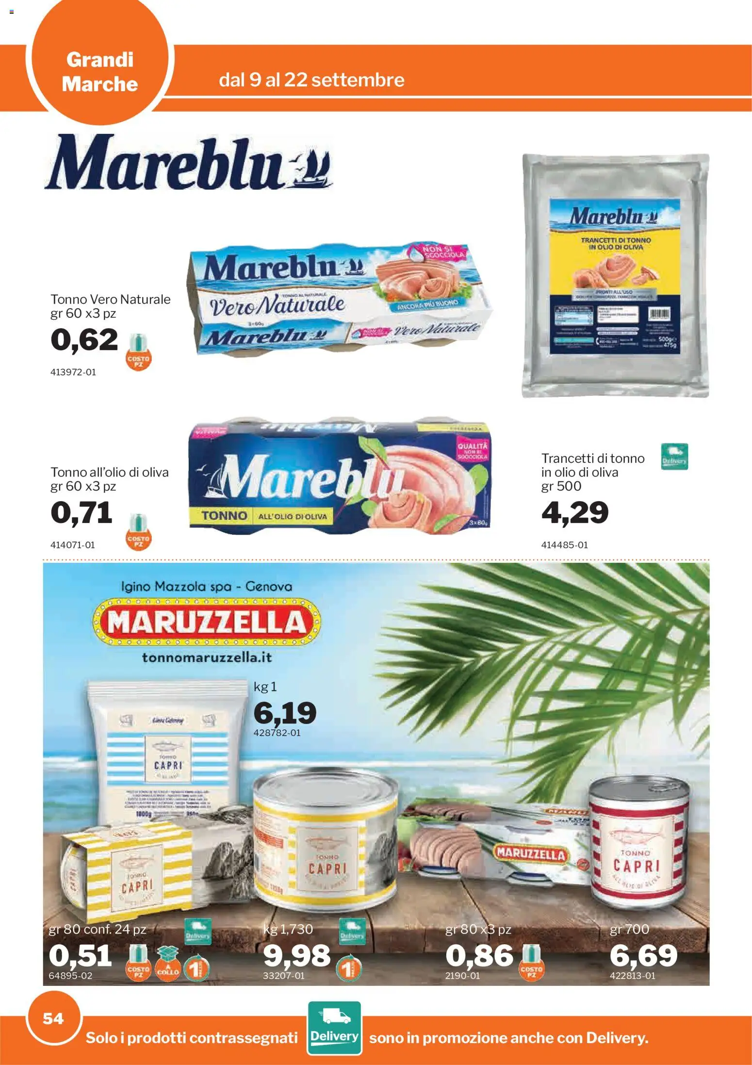 Volantino Sogegross del 09/09/2026 | Pagina: 54 | Prodotti: Olio, Tonno, Collo, Olio di Oliva
