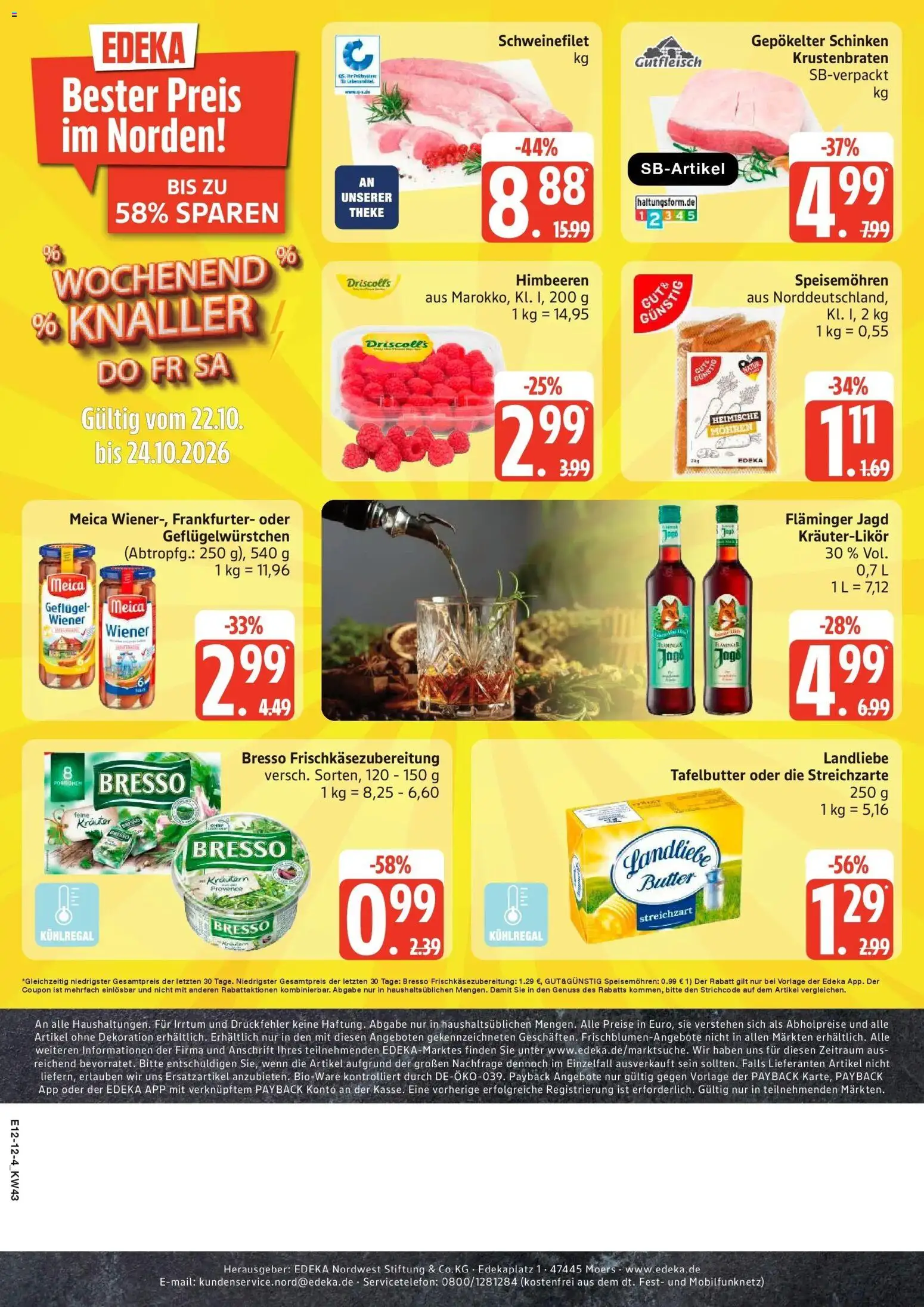 Edeka Prospekt Warnemünde / Rostock (ab 19.10.2026) » Angebote Online | Seite: 12 | Produkte: Krustenbraten, Bresso, Mohren, Schinken